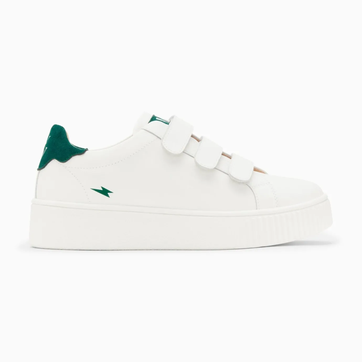 Vanessa Wu Sneakers | Baskets Mini Eclair Solange Blanc Et Vert A Scratchs