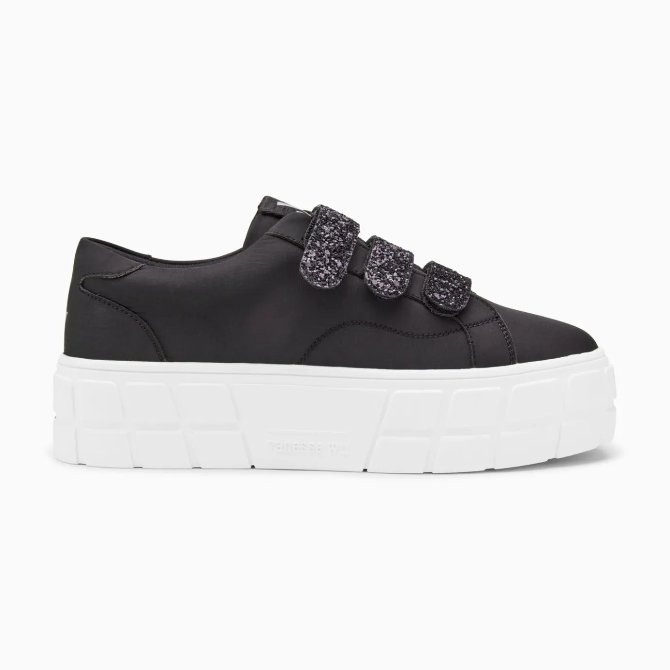 Vanessa Wu Sneakers | Baskets Monica Noires A Scratchs Glitter Et Plateforme