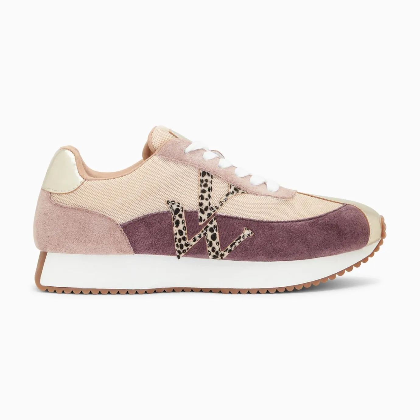 Vanessa Wu Sneakers | Baskets Monogramme Adelie Violet Et Beige A Semelle Running