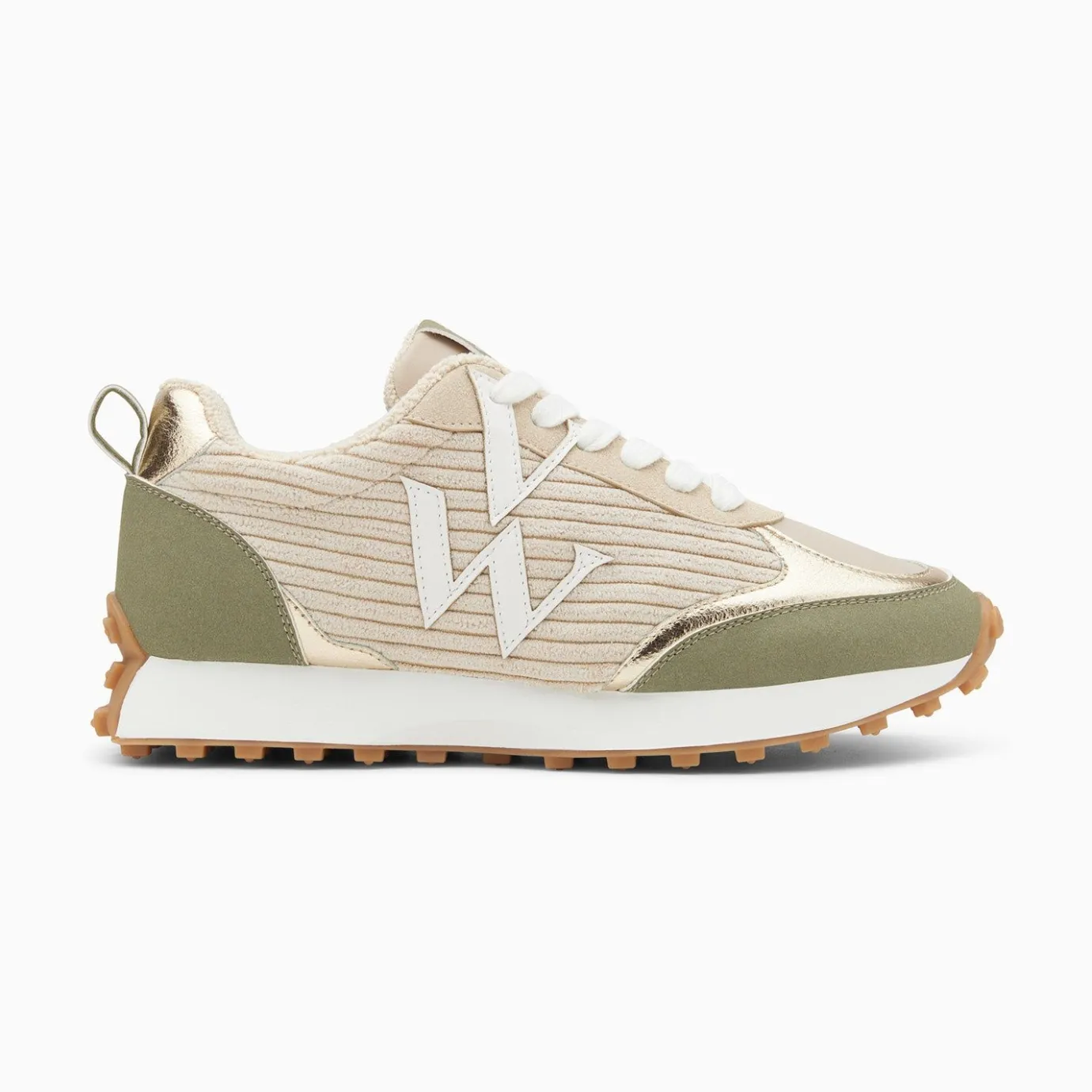 Vanessa Wu Sneakers | Baskets Monogramme Athenais Beige Et Kaki A Semelle Running