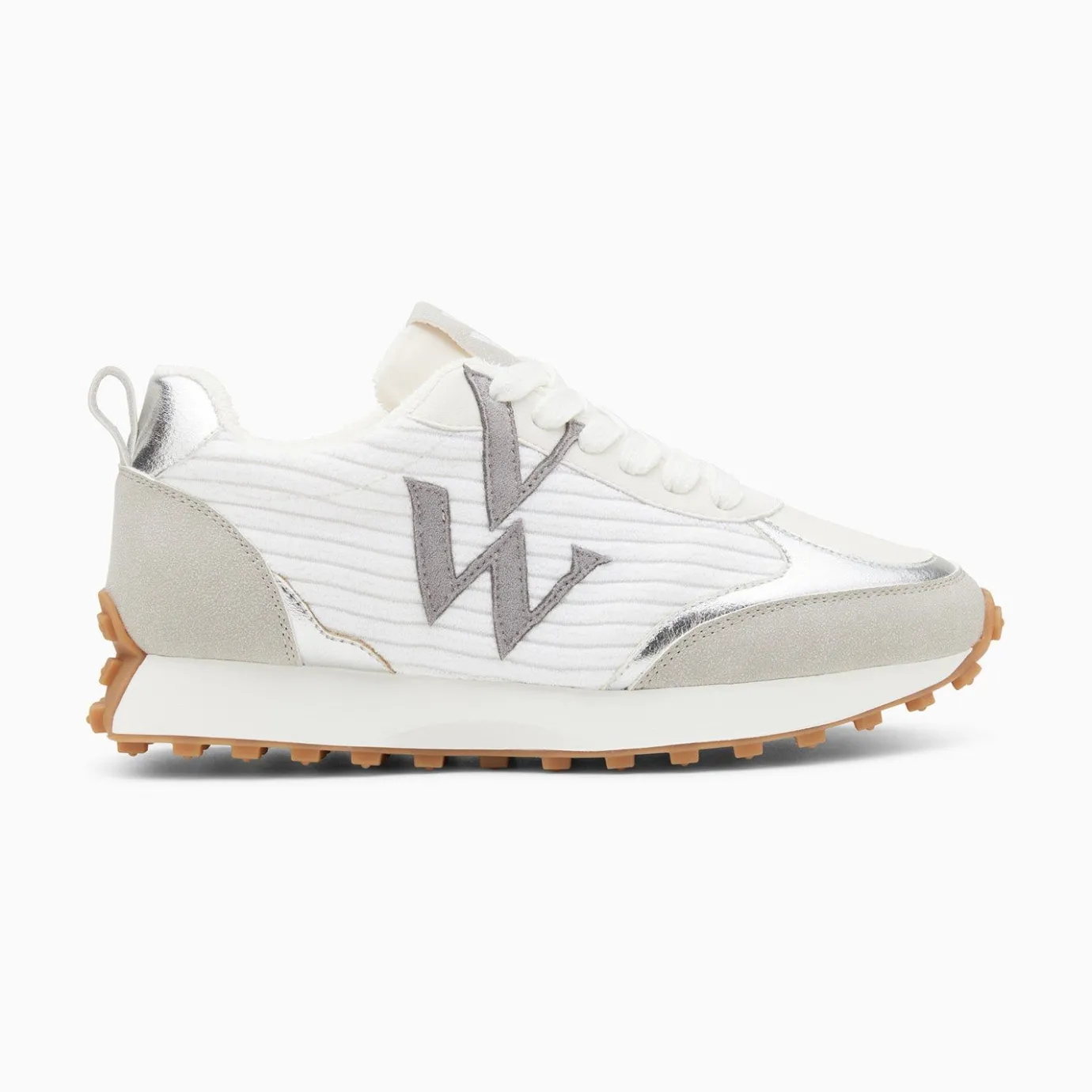 Vanessa Wu Sneakers | Baskets Monogramme Athenais Blanc Et Gris A Semelle Running