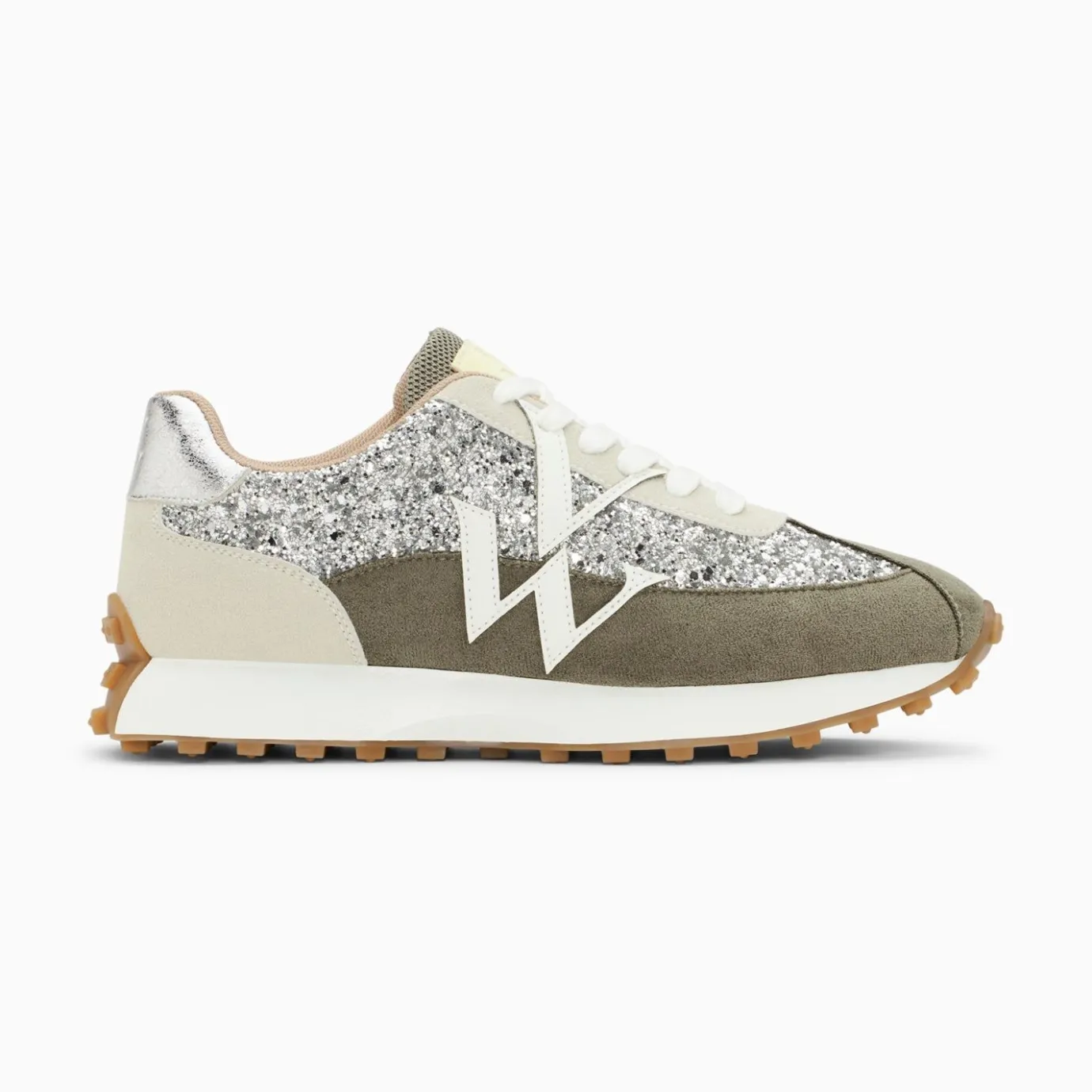 Vanessa Wu Sneakers | Baskets Monogramme Faustine Argent Et Gris A Semelle Running