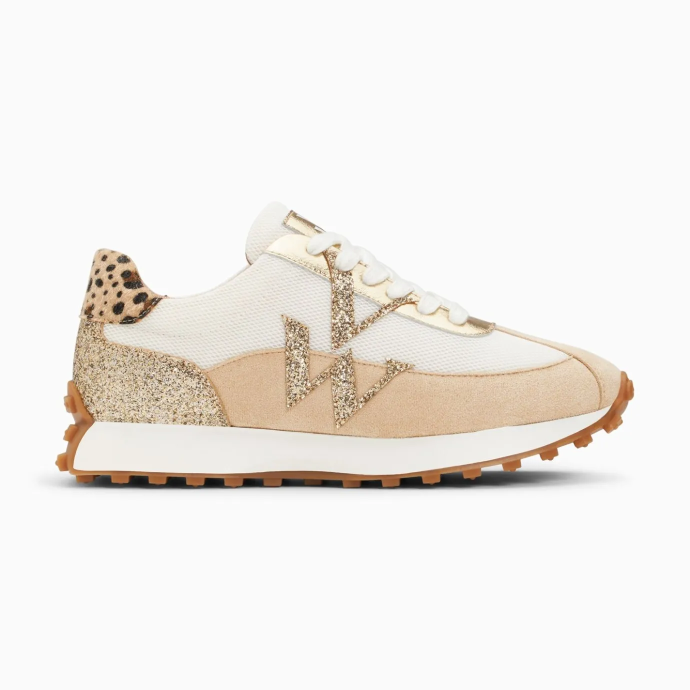 Vanessa Wu Sneakers | Baskets Monogramme Faustine Ivoire Et Beige A Semelle Running