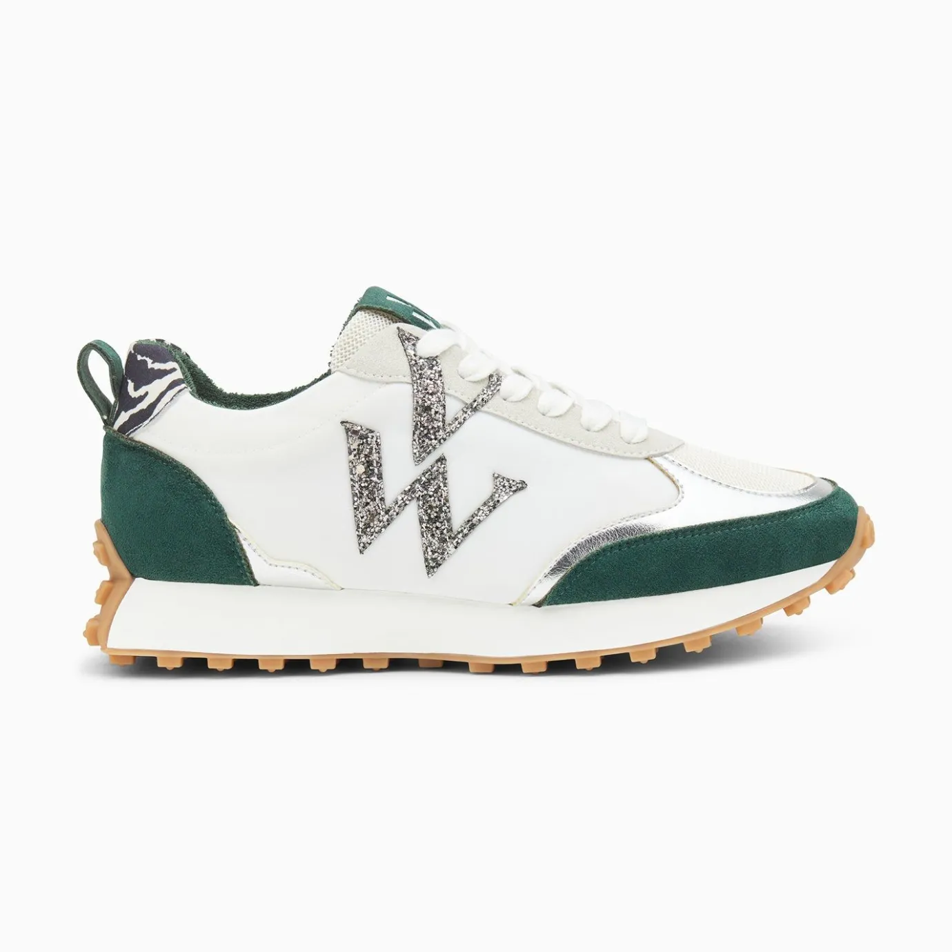 Vanessa Wu Sneakers | Baskets Monogramme Grace Blanc Et Vert A Semelle Running