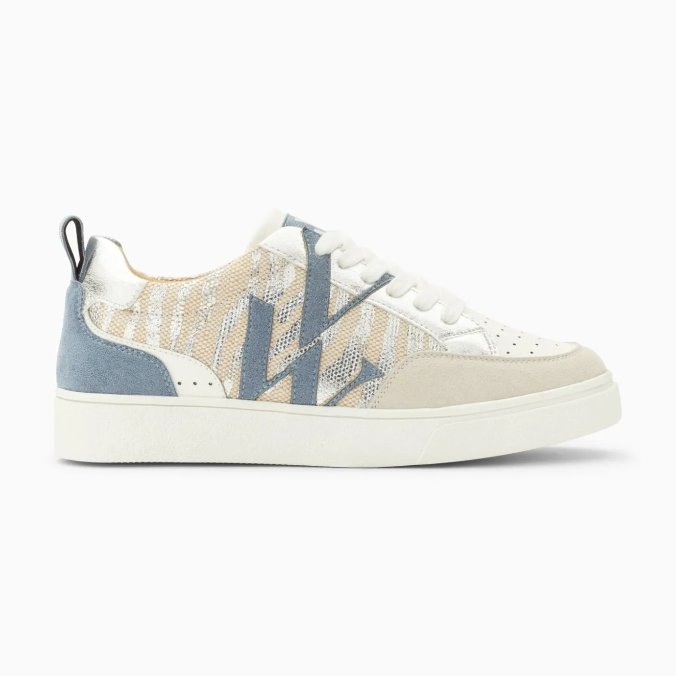 Vanessa Wu Sneakers | Baskets Monogramme Joyce Argent Zebre Et Bleu-Gris