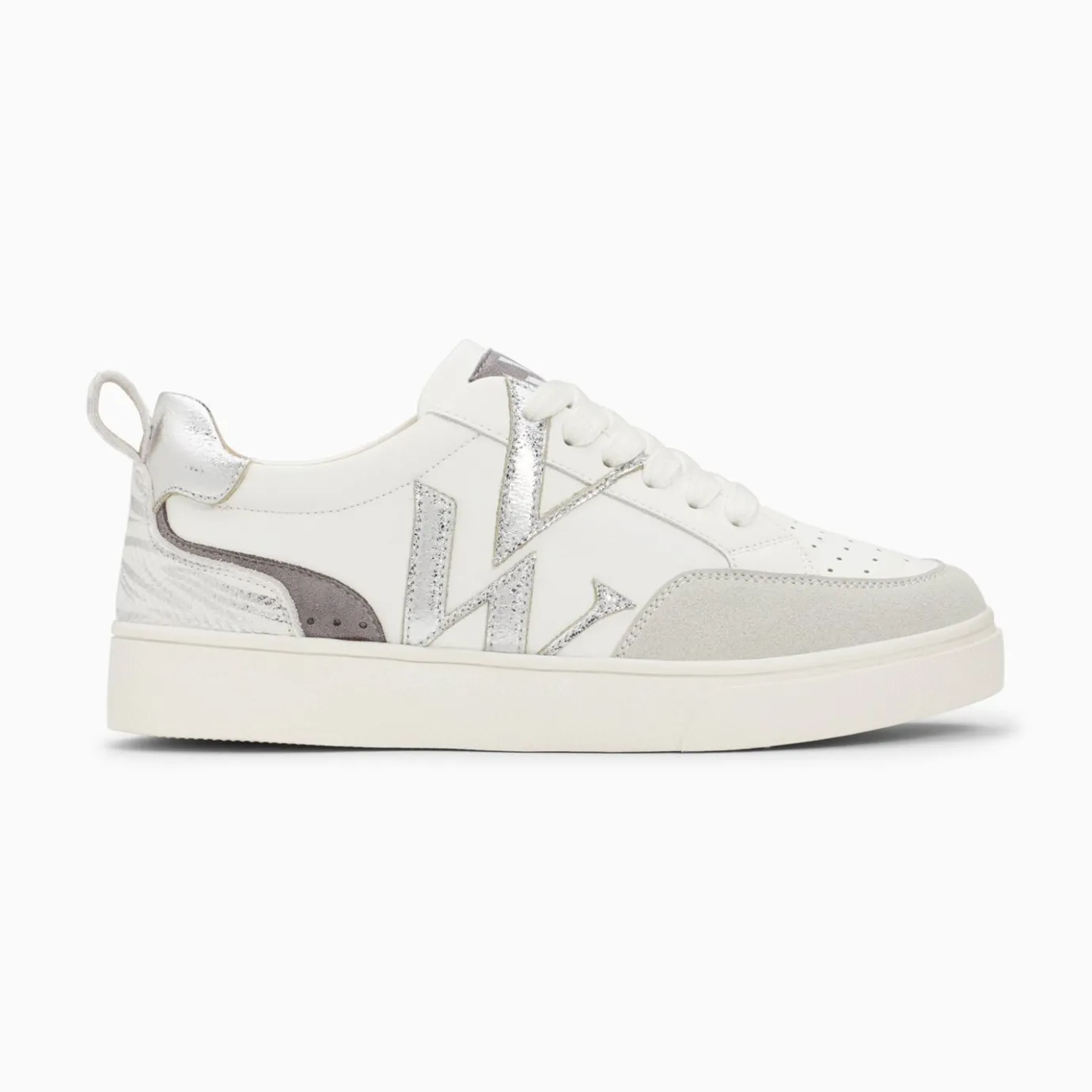 Vanessa Wu Sneakers | Baskets Monogramme Luna Blanc Et Argent