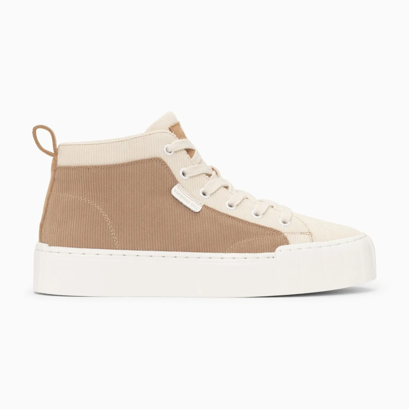 Vanessa Wu Sneakers | Baskets Montantes Clarisse Cotelees Beige Et Taupe