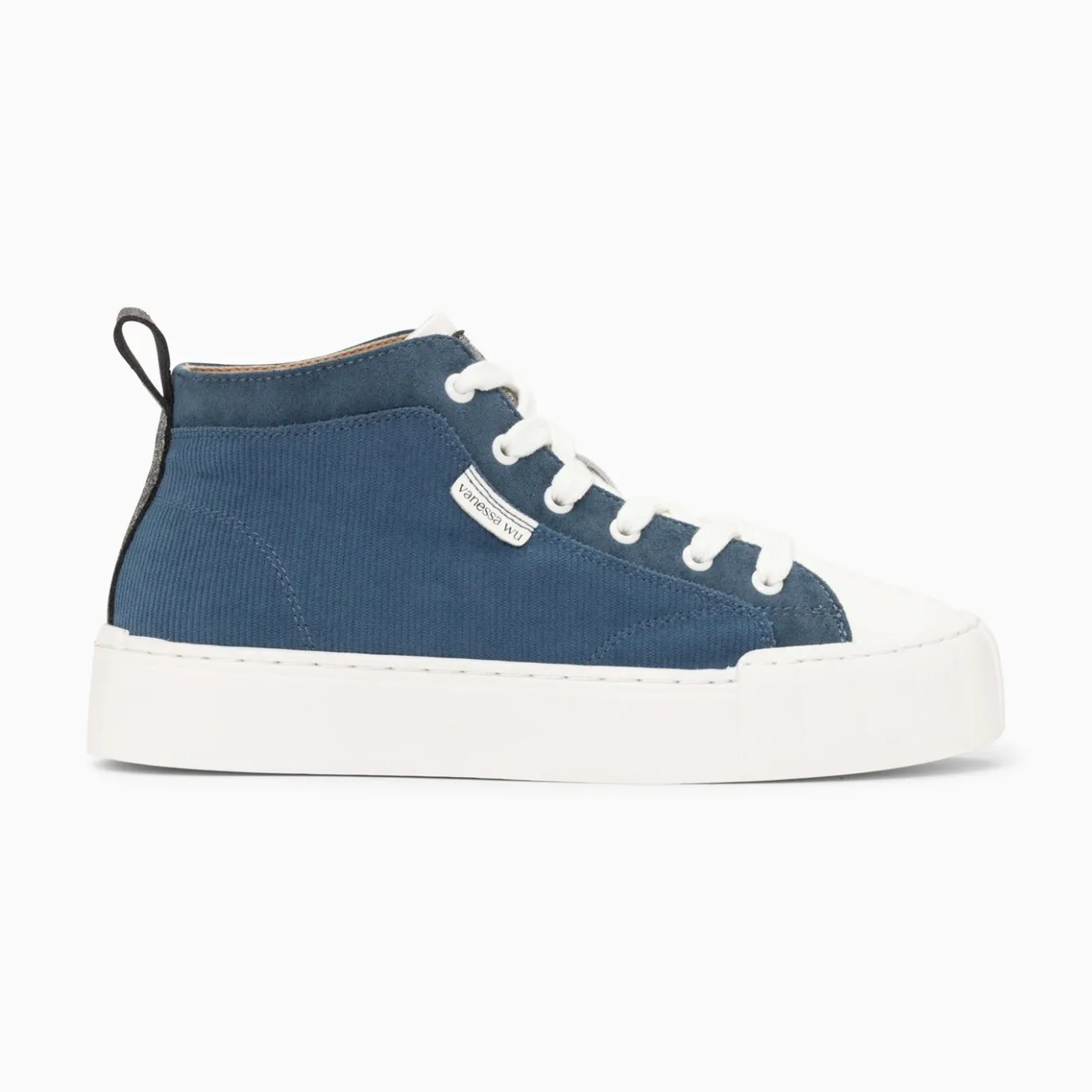 Vanessa Wu Sneakers | Baskets Montantes Clarisse Cotelees Bleu Et Blanc