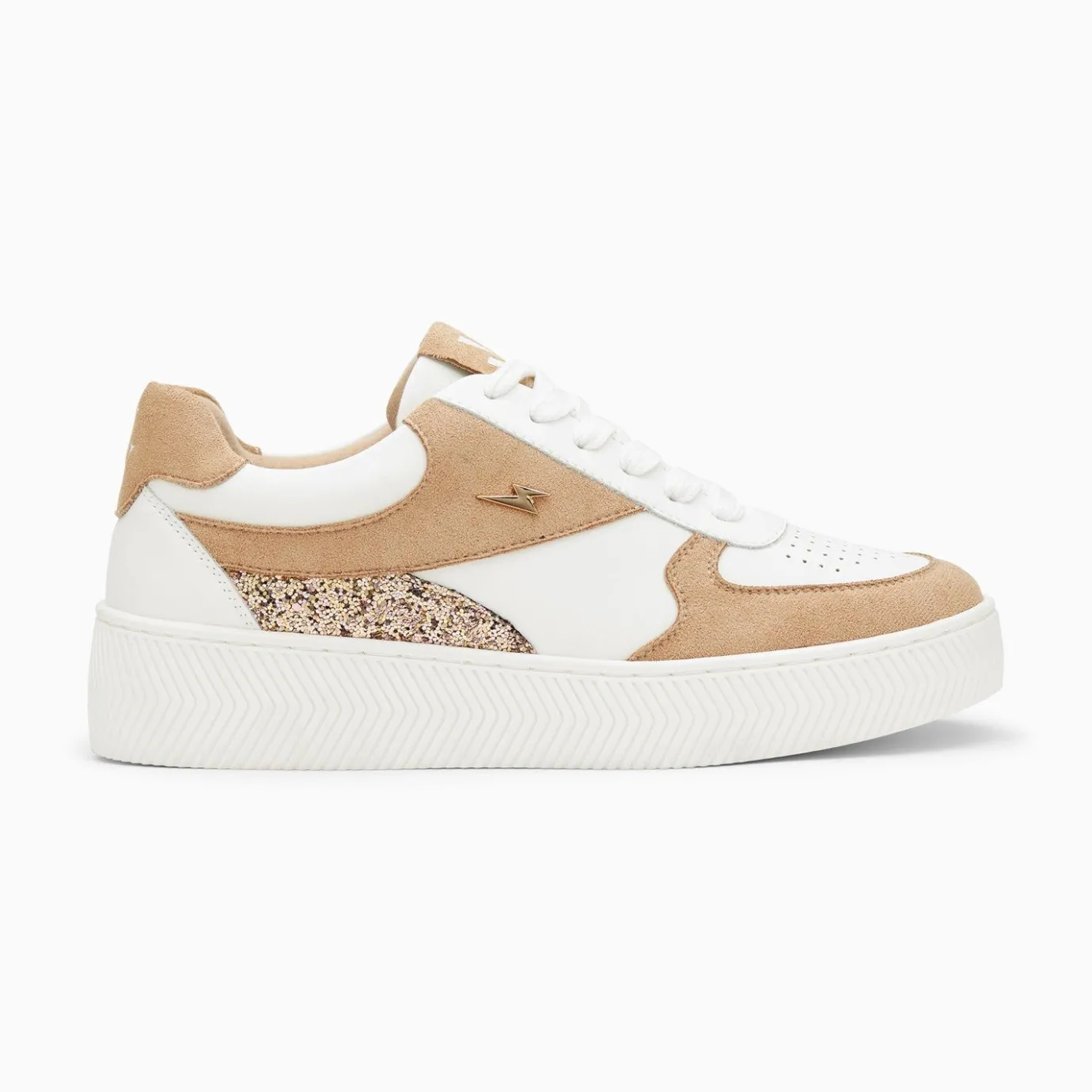 Vanessa Wu Sneakers | Baskets Nassita Beige Et Rose Gold A Lacets