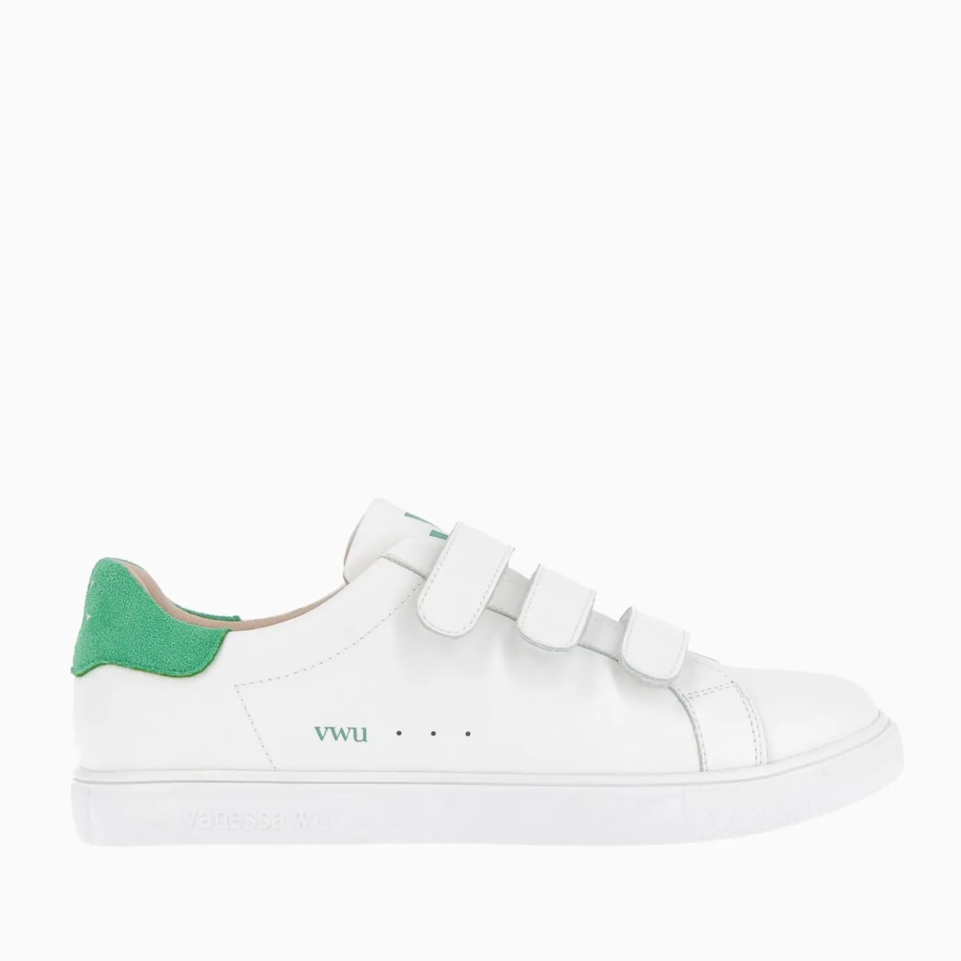 Vanessa Wu Sneakers | Baskets Nour Blanc Et Vert A Scratchs