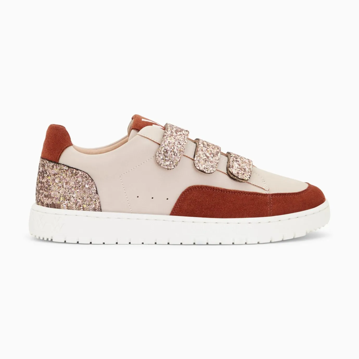 Vanessa Wu Sneakers | Baskets Paloma Nude Et Marron A Scratchs Glitter