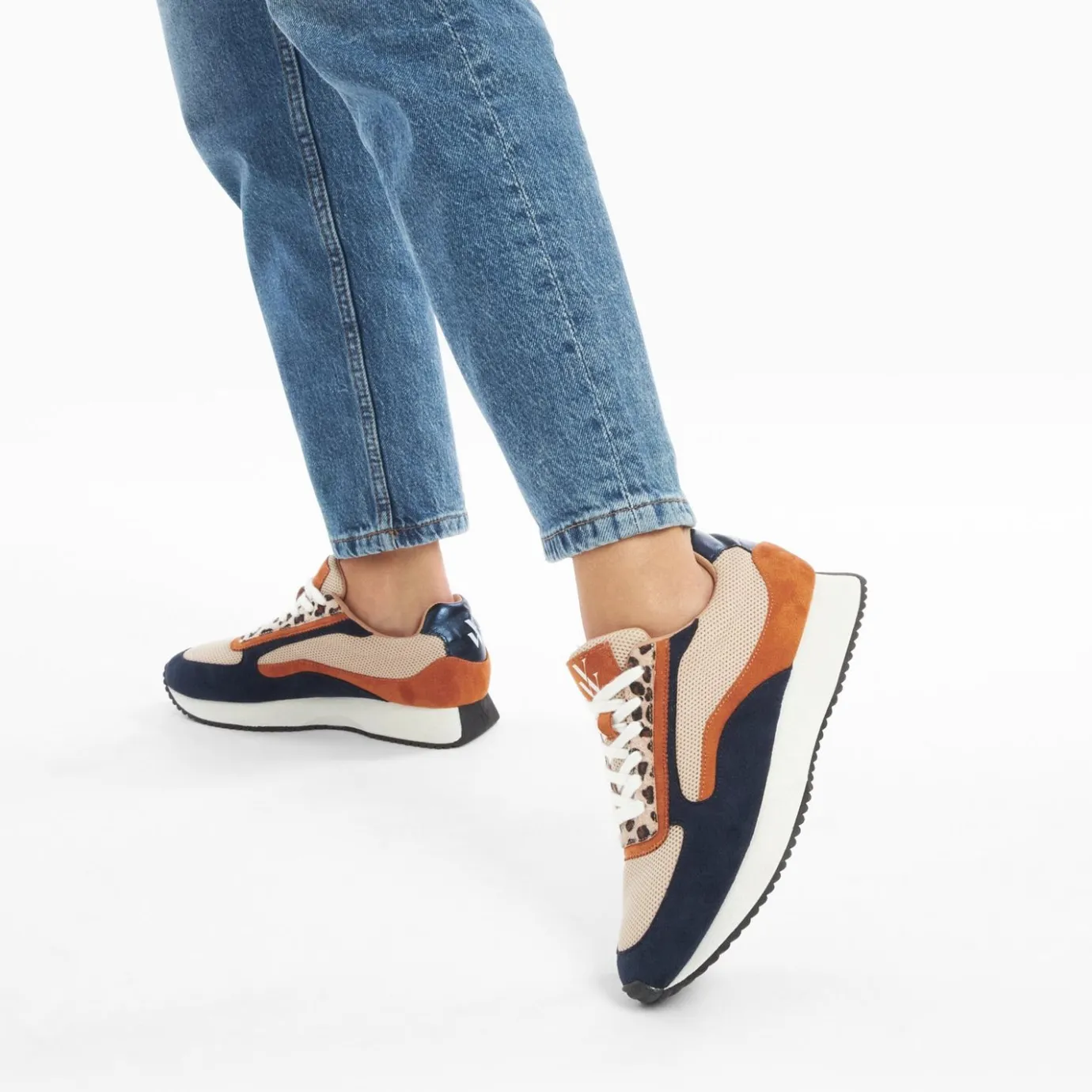 Vanessa Wu Sneakers | Baskets Pekka Bleu Nuit Et Beige A Semelle Running