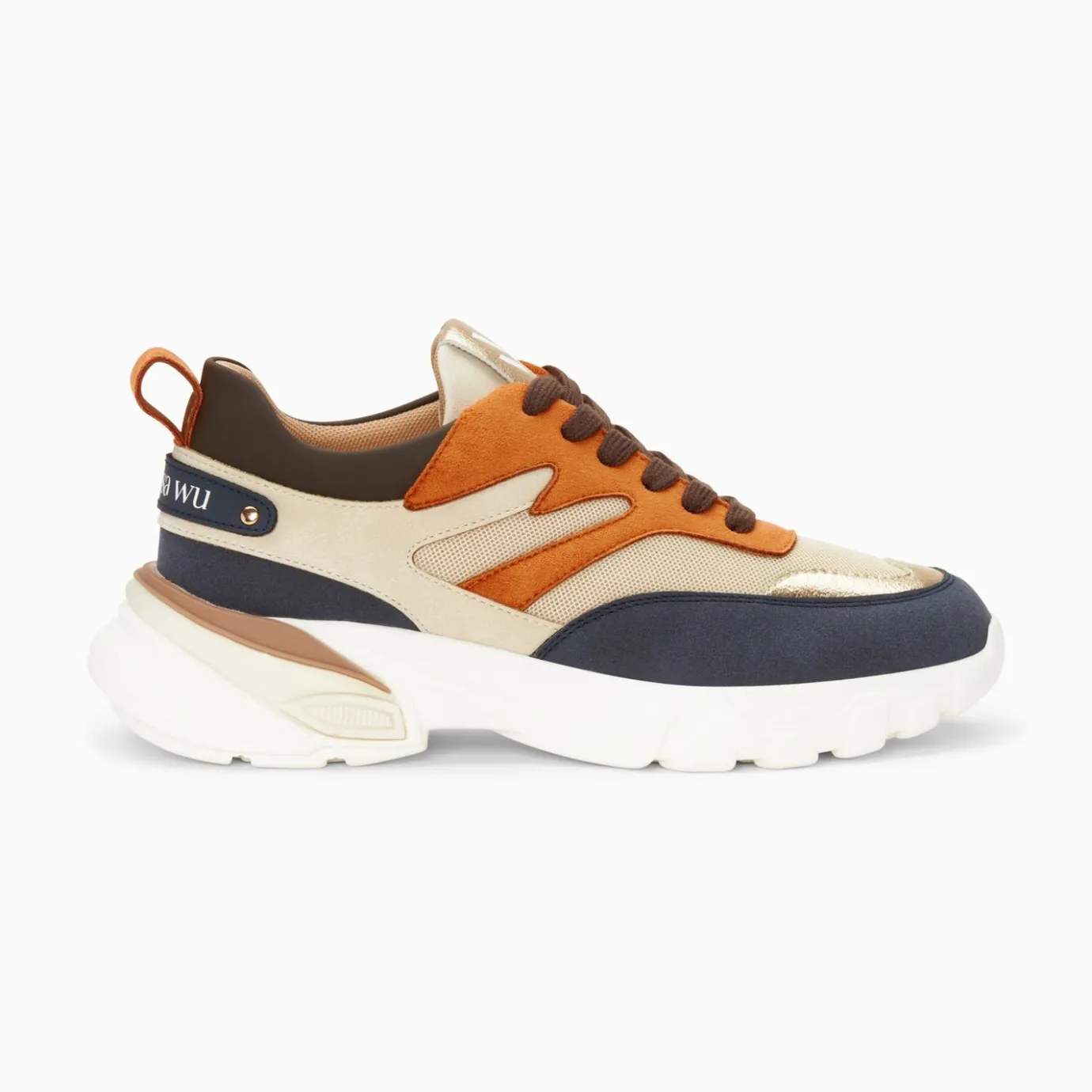 Vanessa Wu Sneakers | Baskets Ruth Bleu, Beige Et Orange A Semelle Oversize