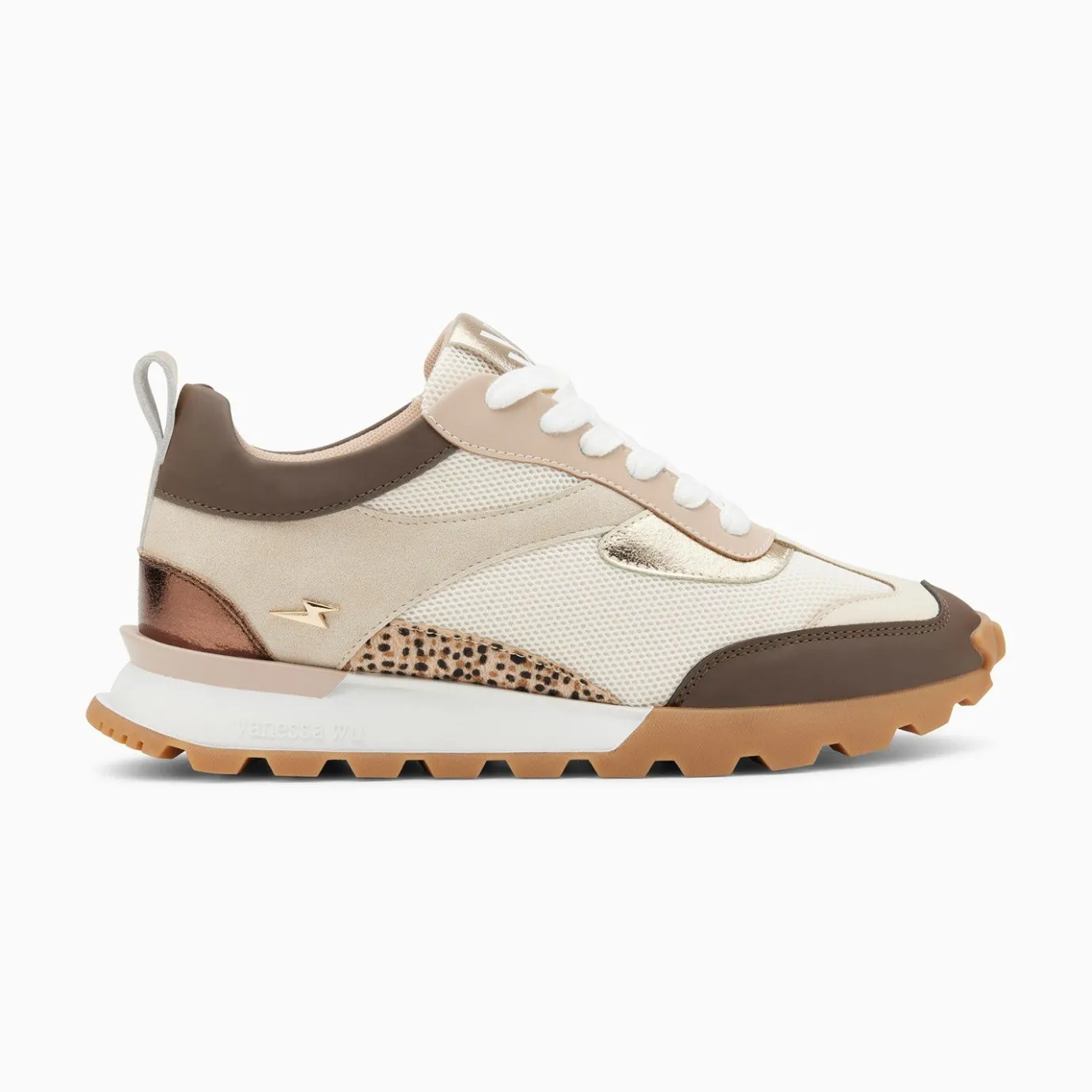 Vanessa Wu Sneakers | Baskets Samantha Beige Et Marron A Semelle Running