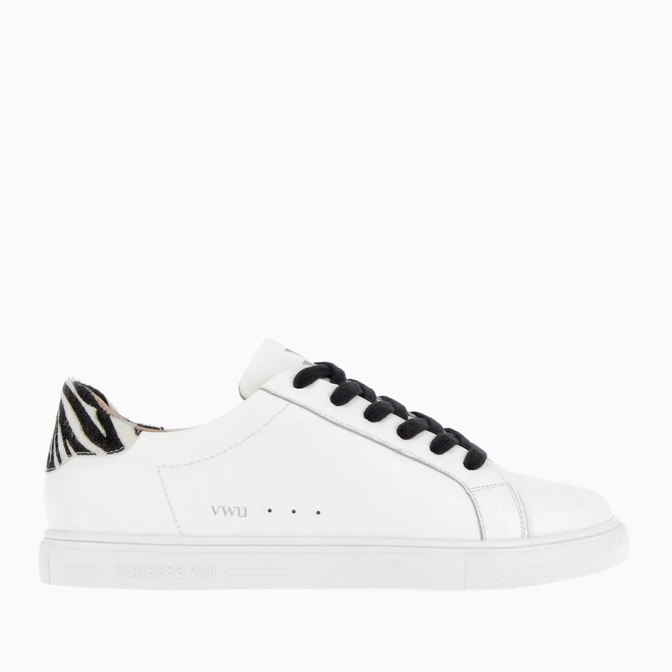 Vanessa Wu Sneakers | Baskets Steph Blanc Et Imprime Zebre A Lacets Noirs