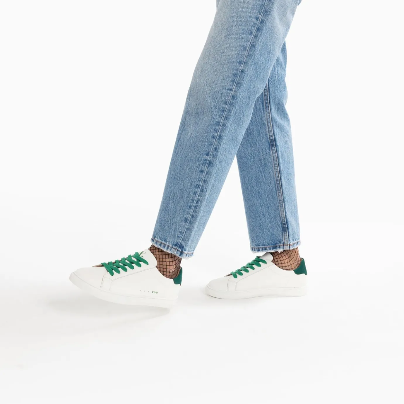 Vanessa Wu Sneakers | Baskets Steph Blanc Et Vert Sapin A Lacets