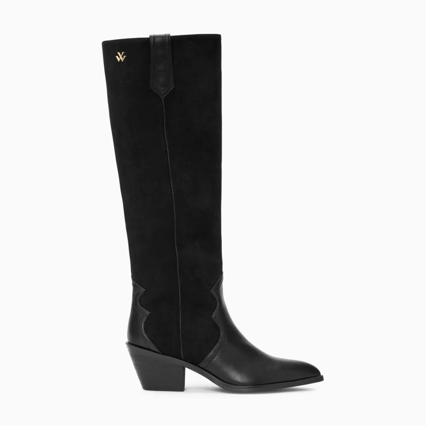 Vanessa Wu Bottes, Cuissardes | Bottes Santiags Joe Bi-Matiere Noires