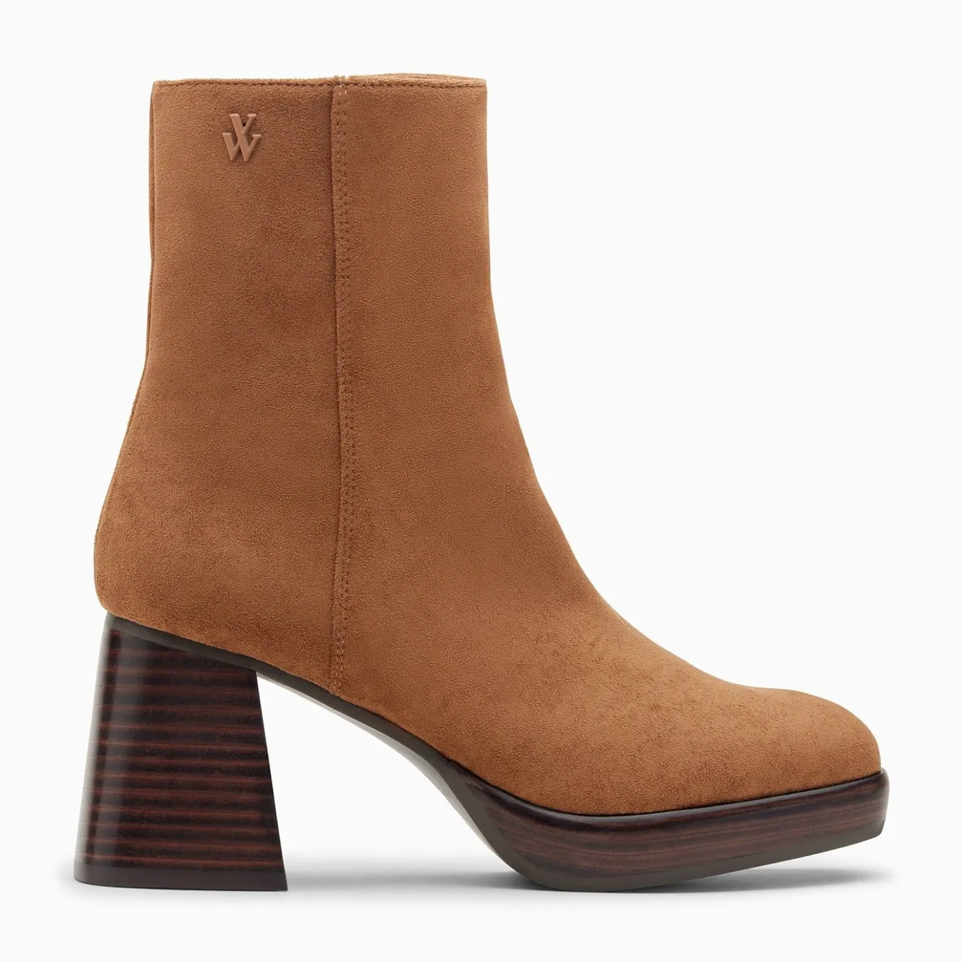 Vanessa Wu Bottines | Bottines Marina Camel A Plateforme Et Talon Bois