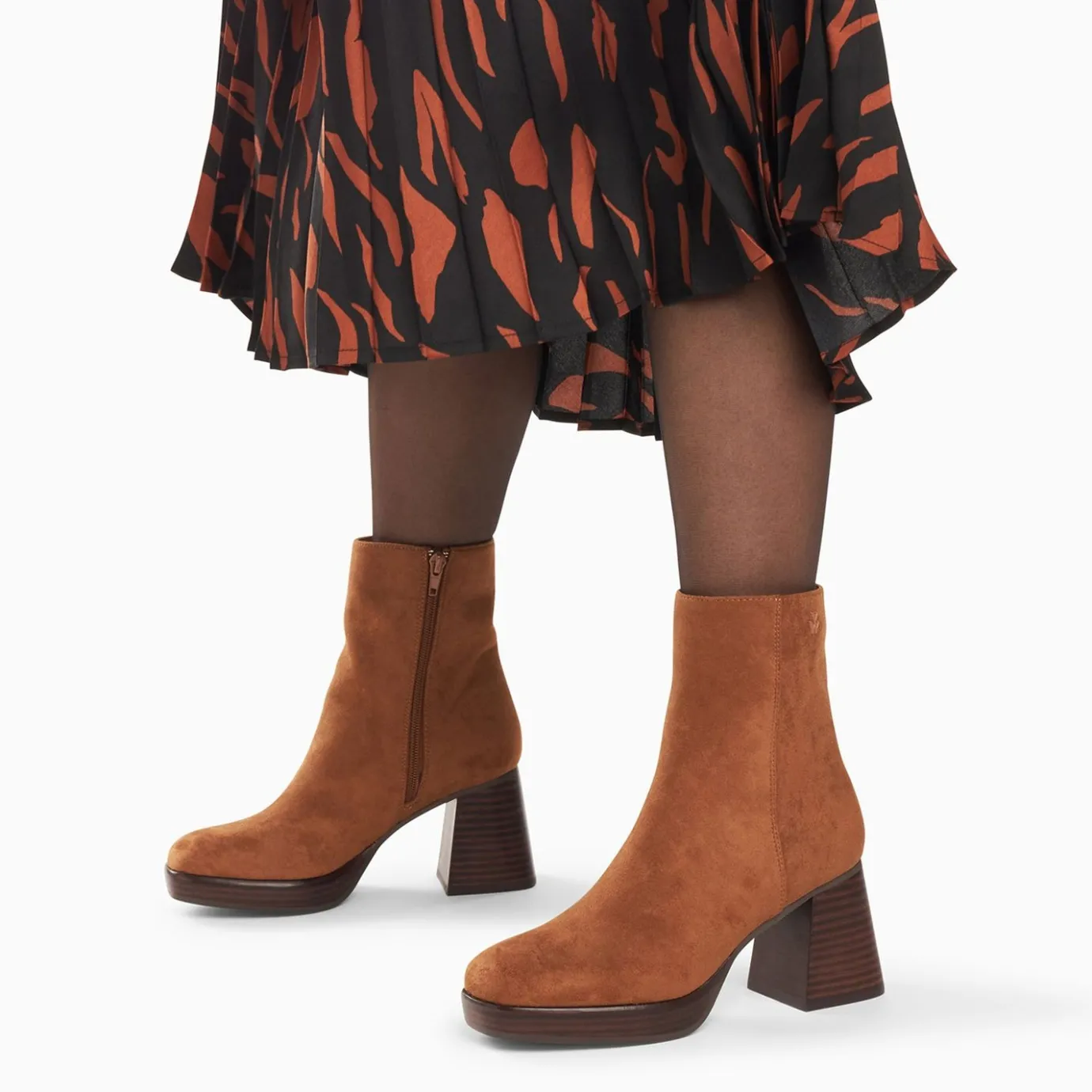 Vanessa Wu Bottines | Bottines Marina Camel A Plateforme Et Talon Bois