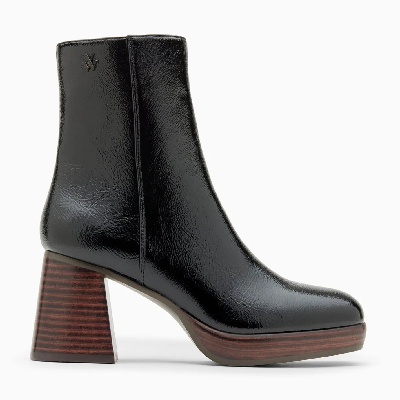 Vanessa Wu Bottines | Bottines Marina Noires A Plateforme Et Talon Bois