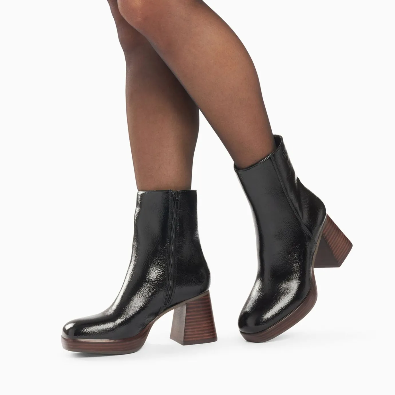 Vanessa Wu Bottines | Bottines Marina Noires A Plateforme Et Talon Bois