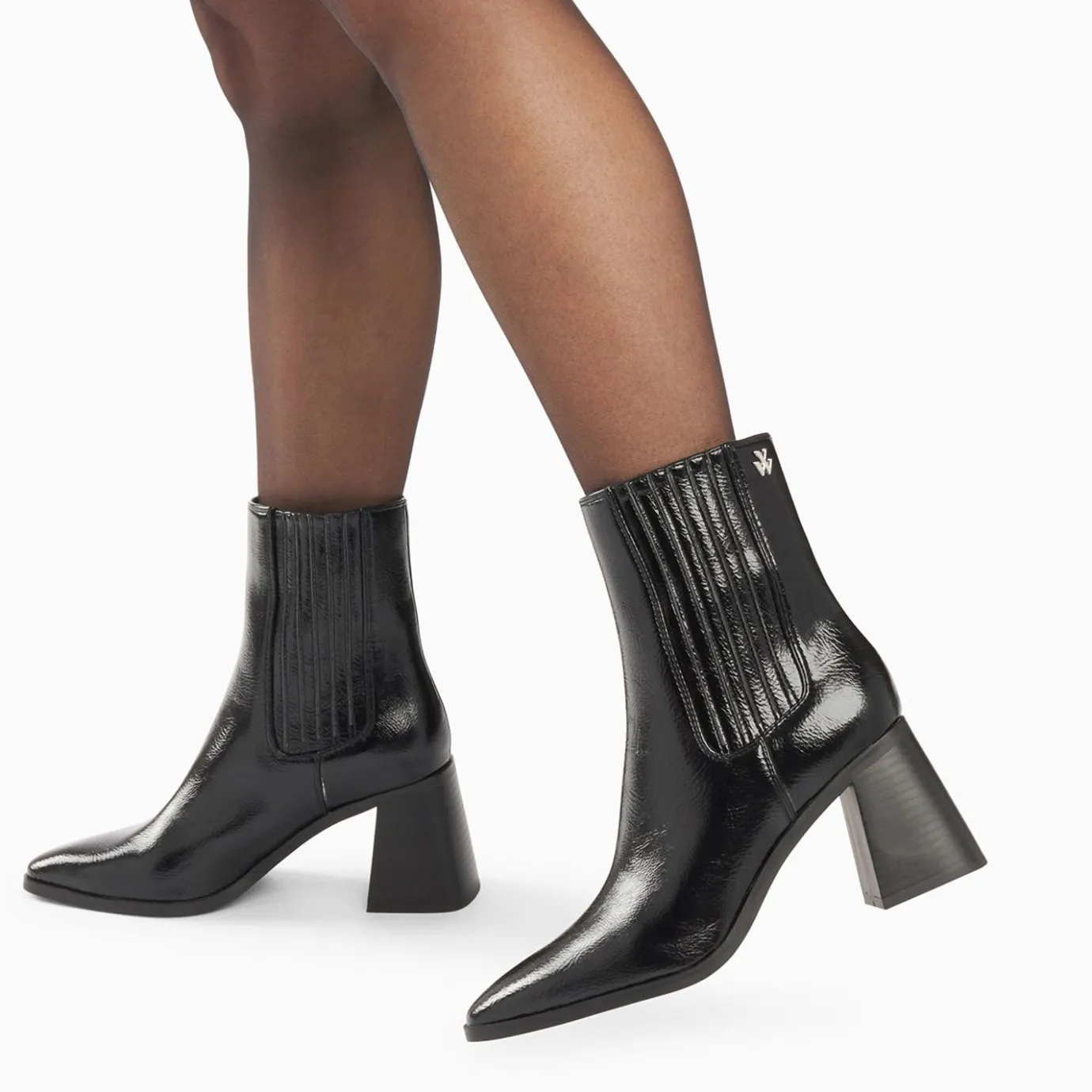 Vanessa Wu Bottines | Bottines Montantes Taylor Noires A Talon Trapeze