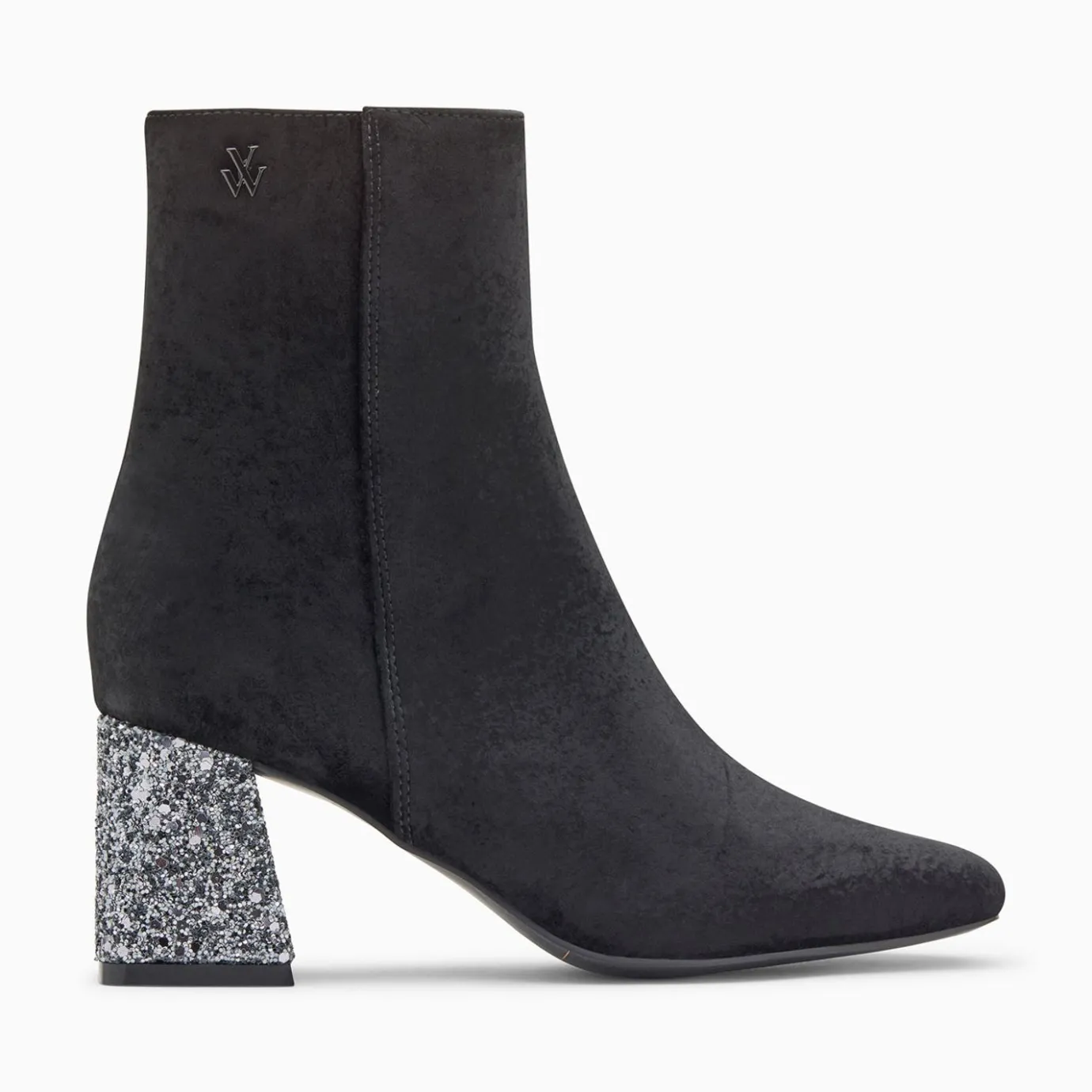 Vanessa Wu Bottines | Bottines New York Noires A Talon Paillete Argent