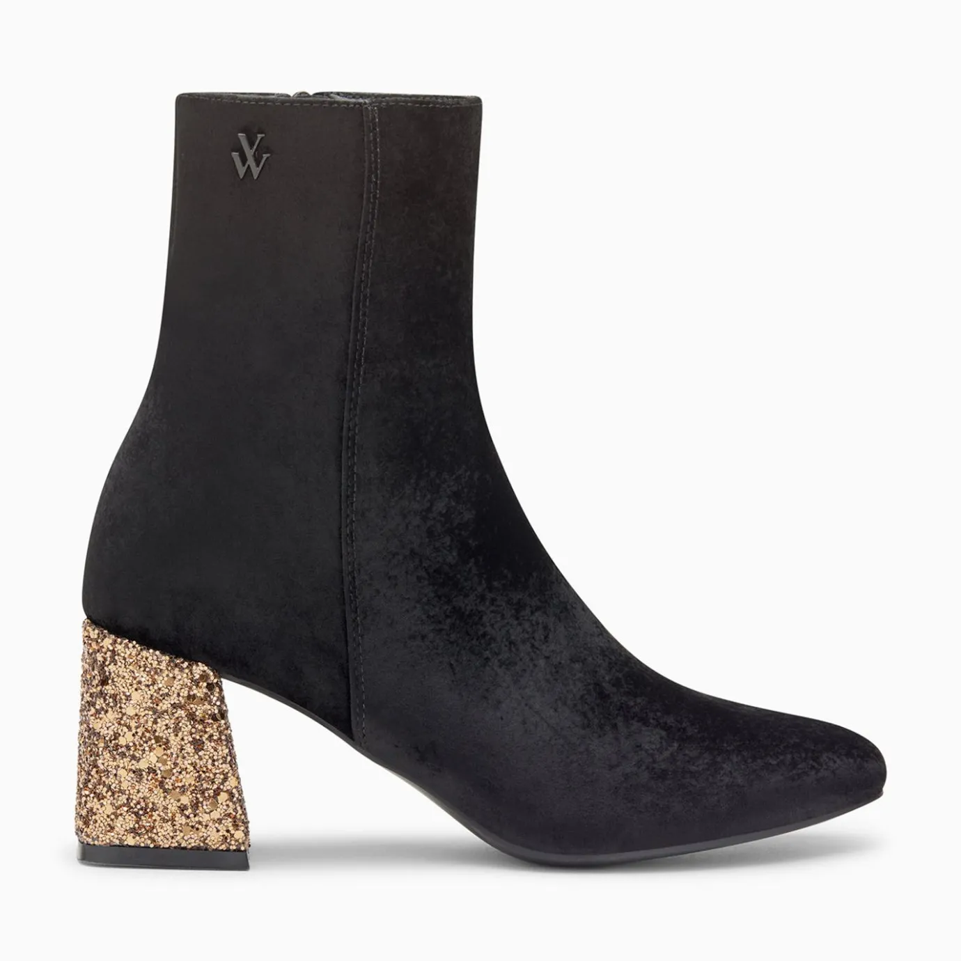 Vanessa Wu Bottines | Bottines New York Noires A Talon Paillete Bronze