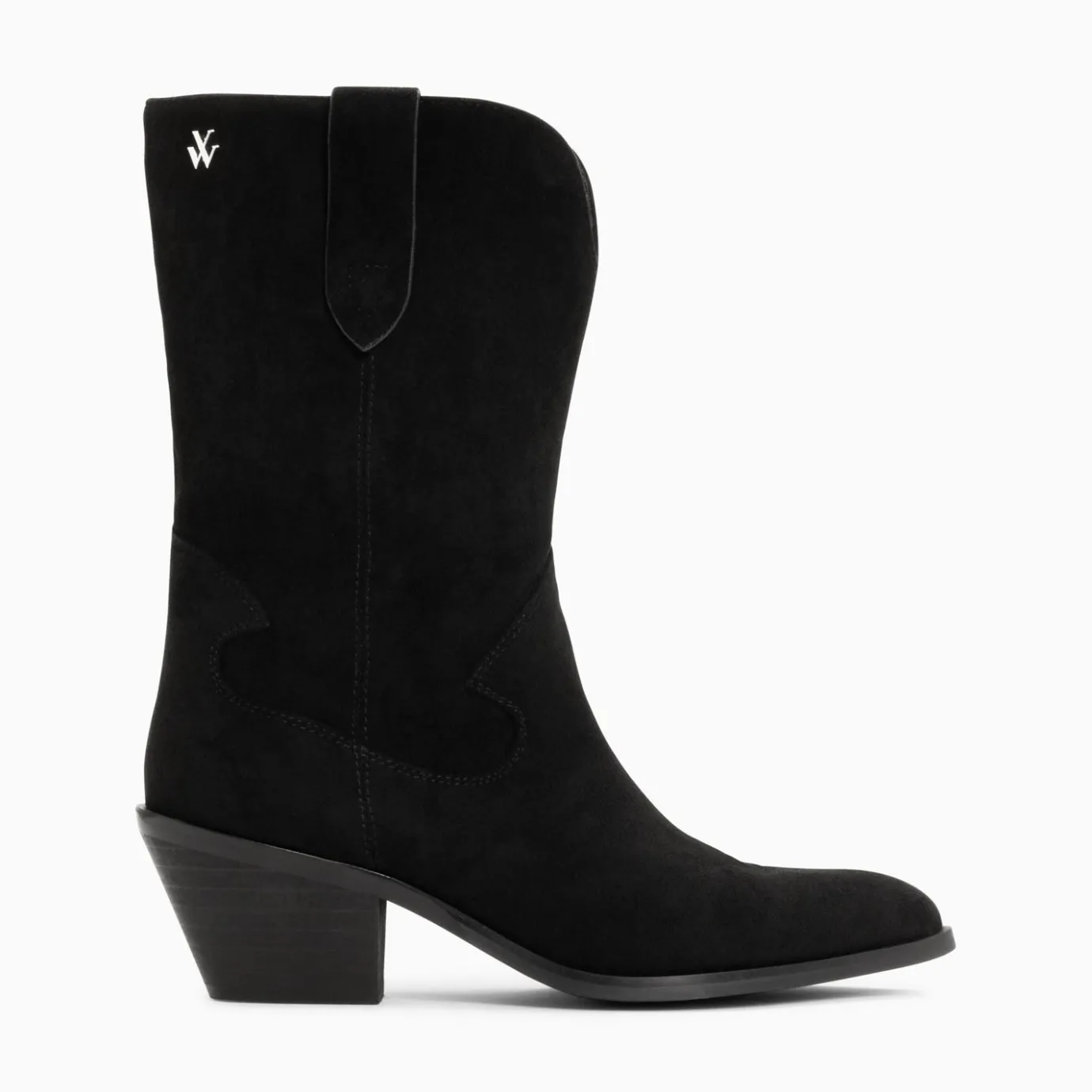 Vanessa Wu Bottines | Bottines Santiags Beverly Noires Mi-Mollet