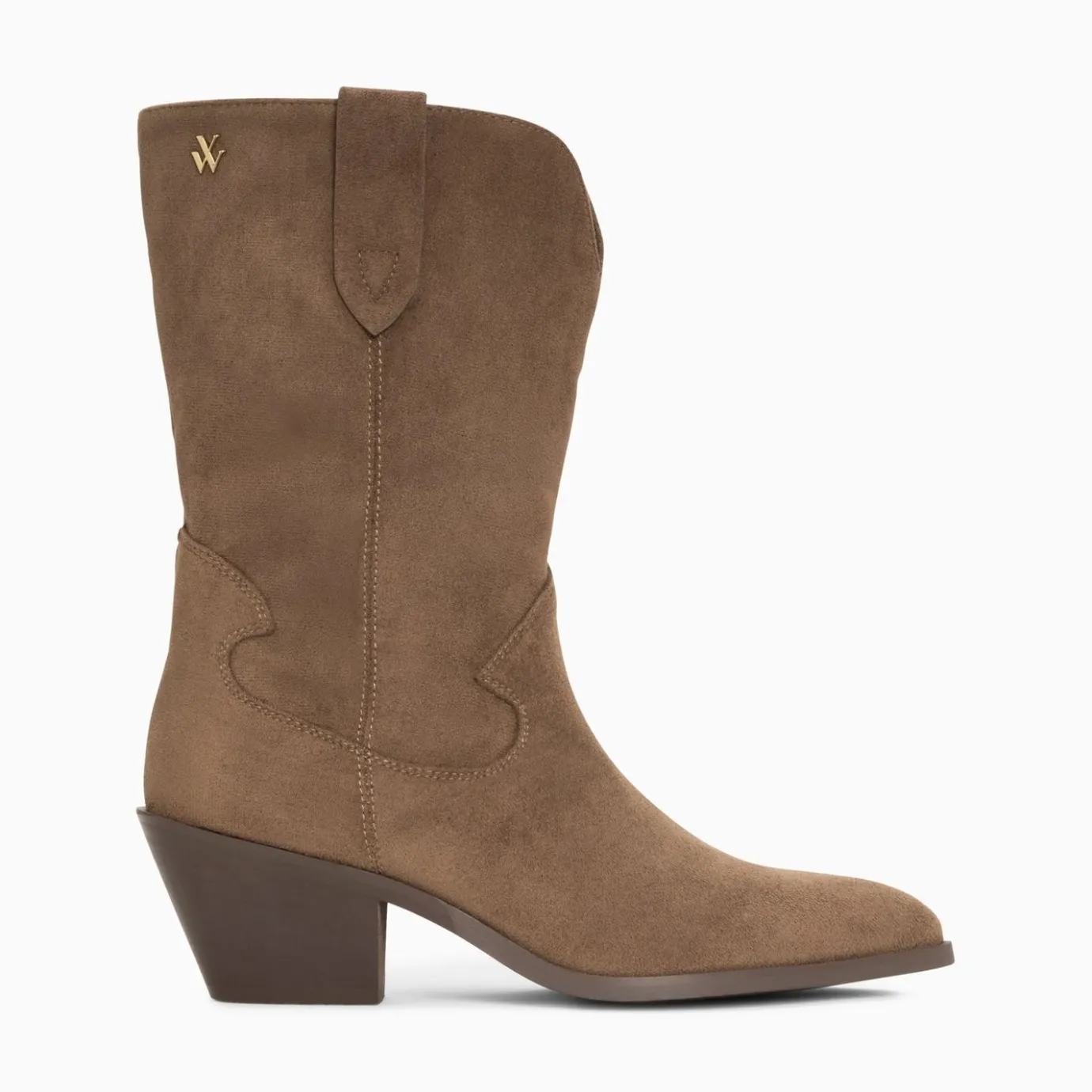 Vanessa Wu Bottines | Bottines Santiags Beverly Taupe Mi-Mollet