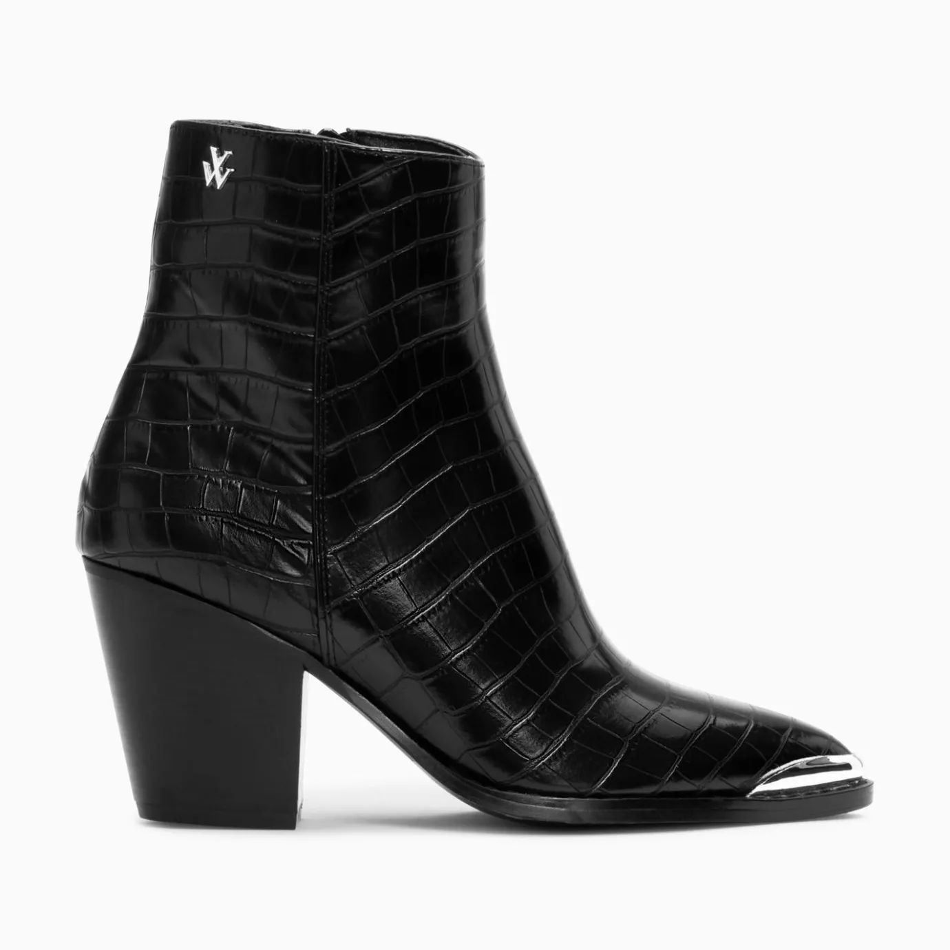 Vanessa Wu Bottines | Bottines Santiags Jenn Noir Croco A Talon