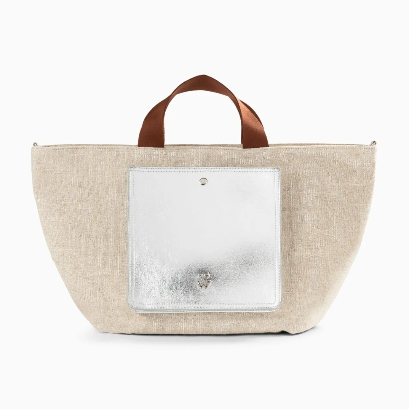 Vanessa Wu Sacs | Cabas Iris Beige A Pochette Argent