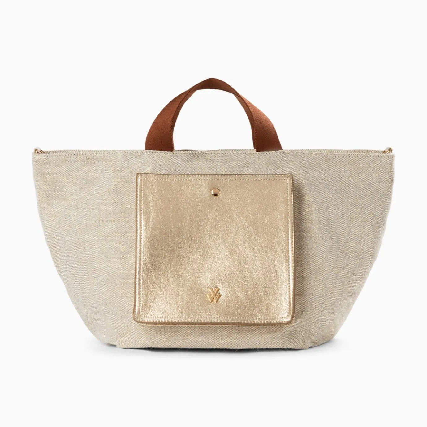 Vanessa Wu Sacs | Cabas Iris Beige A Pochette Or