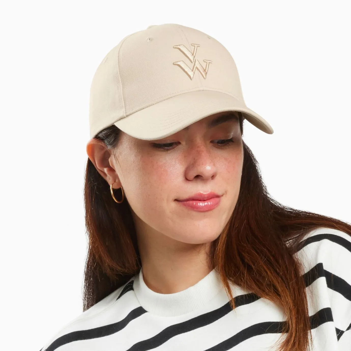 Vanessa Wu Chapeaux | Casquette Clem Beige A Monogramme Brode