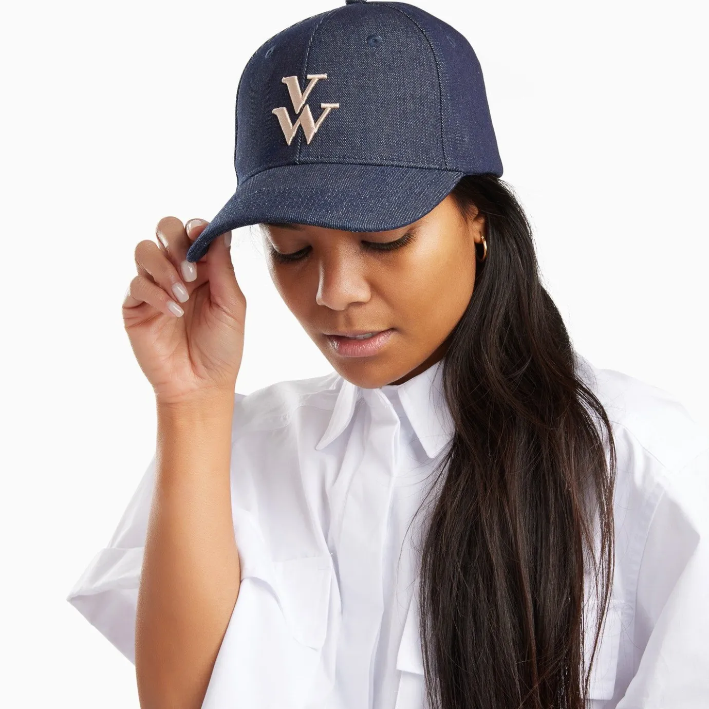 Vanessa Wu Chapeaux | Casquette Clem Denim A Monogramme Brode