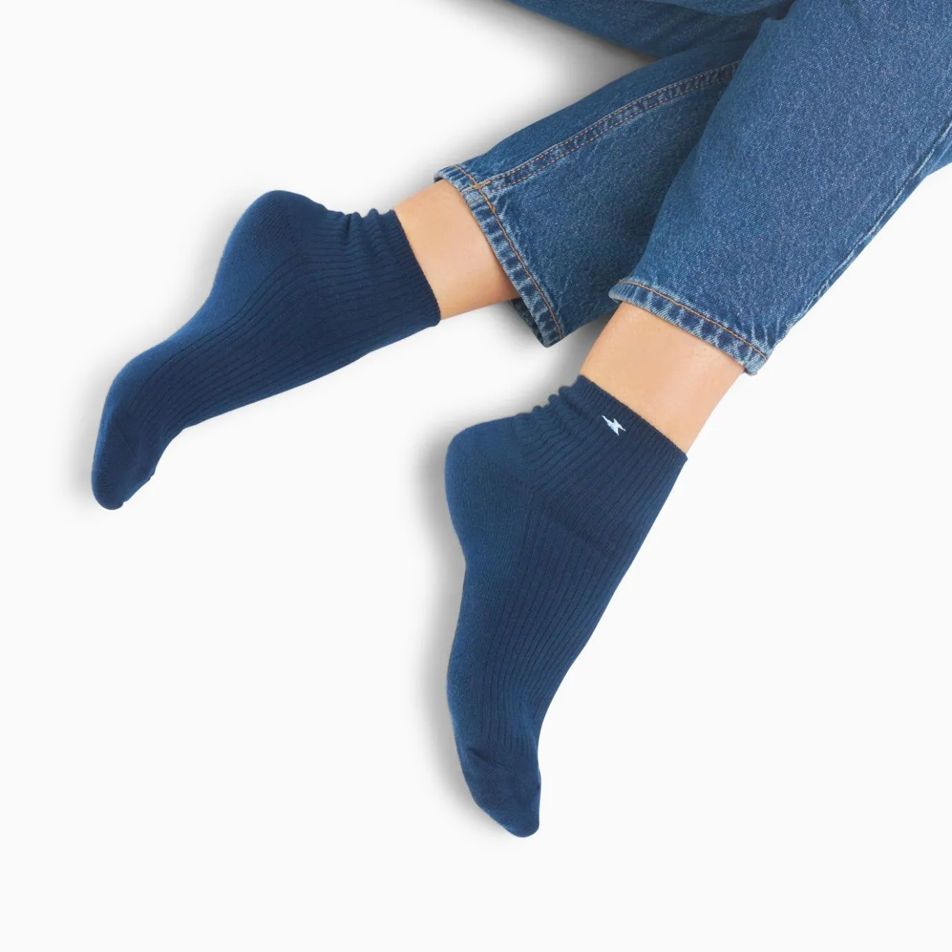 Vanessa Wu Chaussettes | Chaussettes Courtes Amy Bleu Marine Cotelees