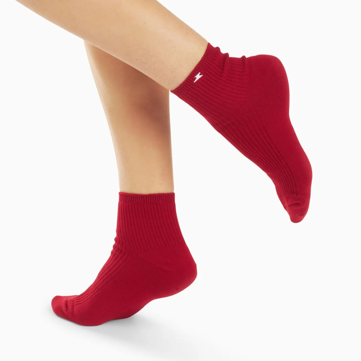 Vanessa Wu Chaussettes | Chaussettes Courtes Amy Rouges Cotelees