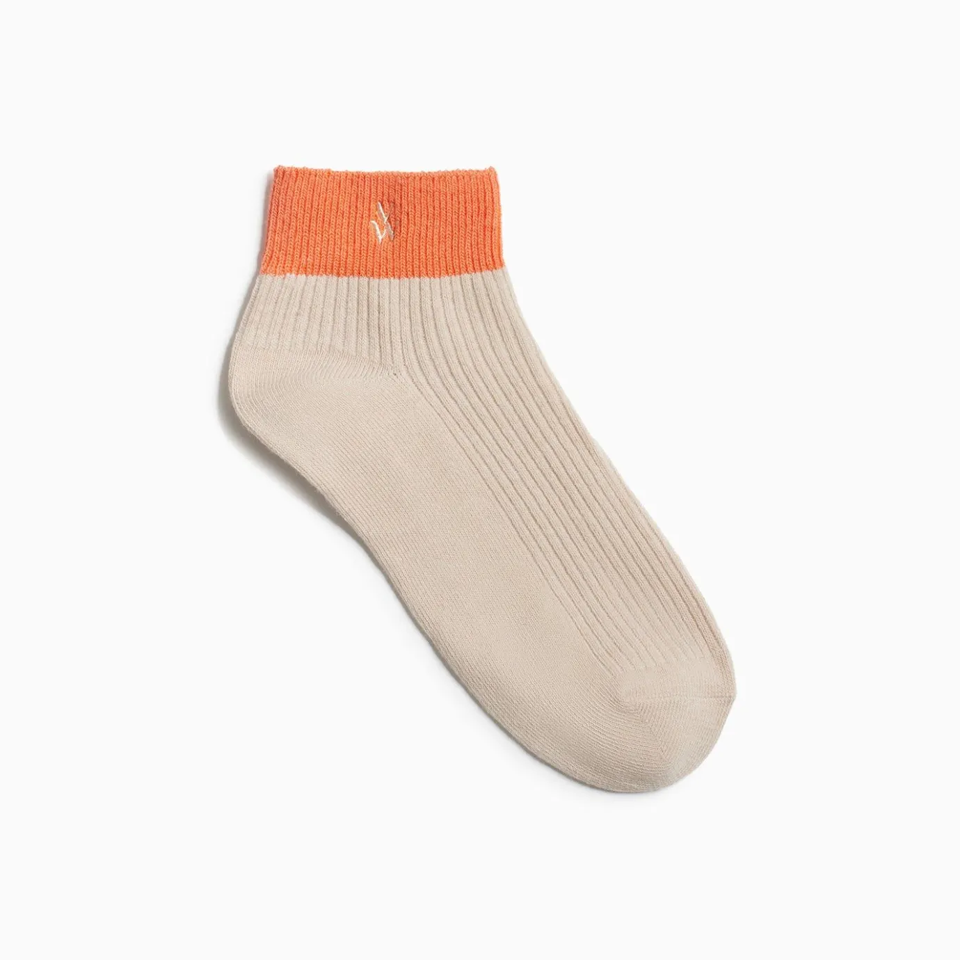 Vanessa Wu Chaussettes | Chaussettes Courtes Lia Beige Et Orange Cotelees