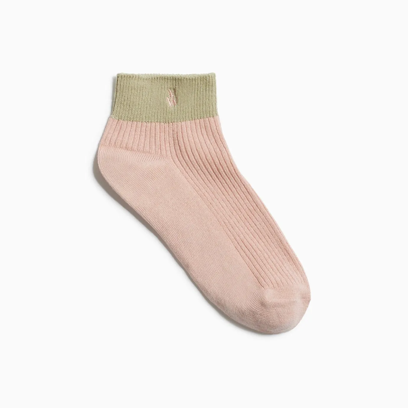 Vanessa Wu Chaussettes | Chaussettes Courtes Lia Rose Et Kaki Cotelees