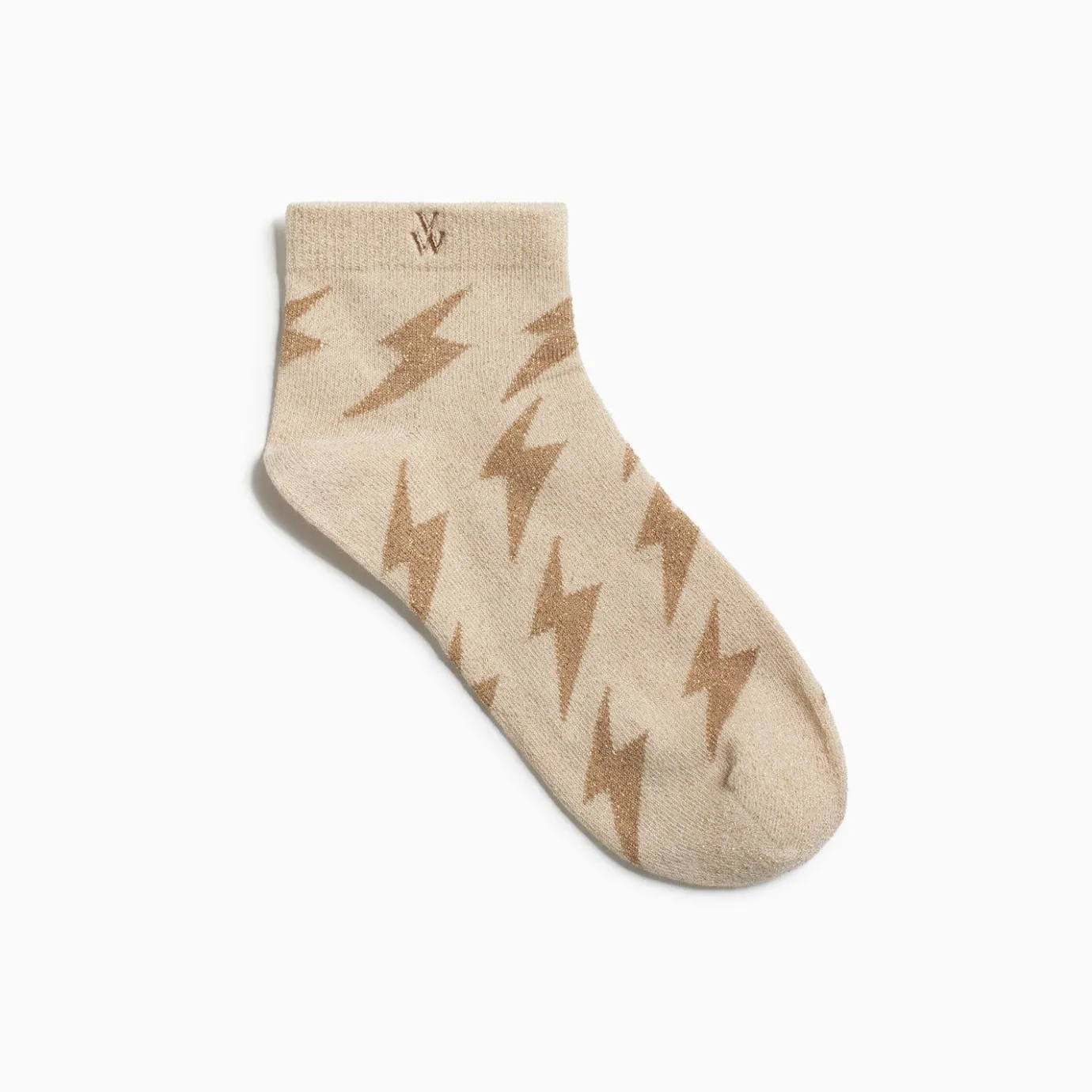 Vanessa Wu Chaussettes | Chaussettes Courtes Rachel Beiges A Eclairs Camel