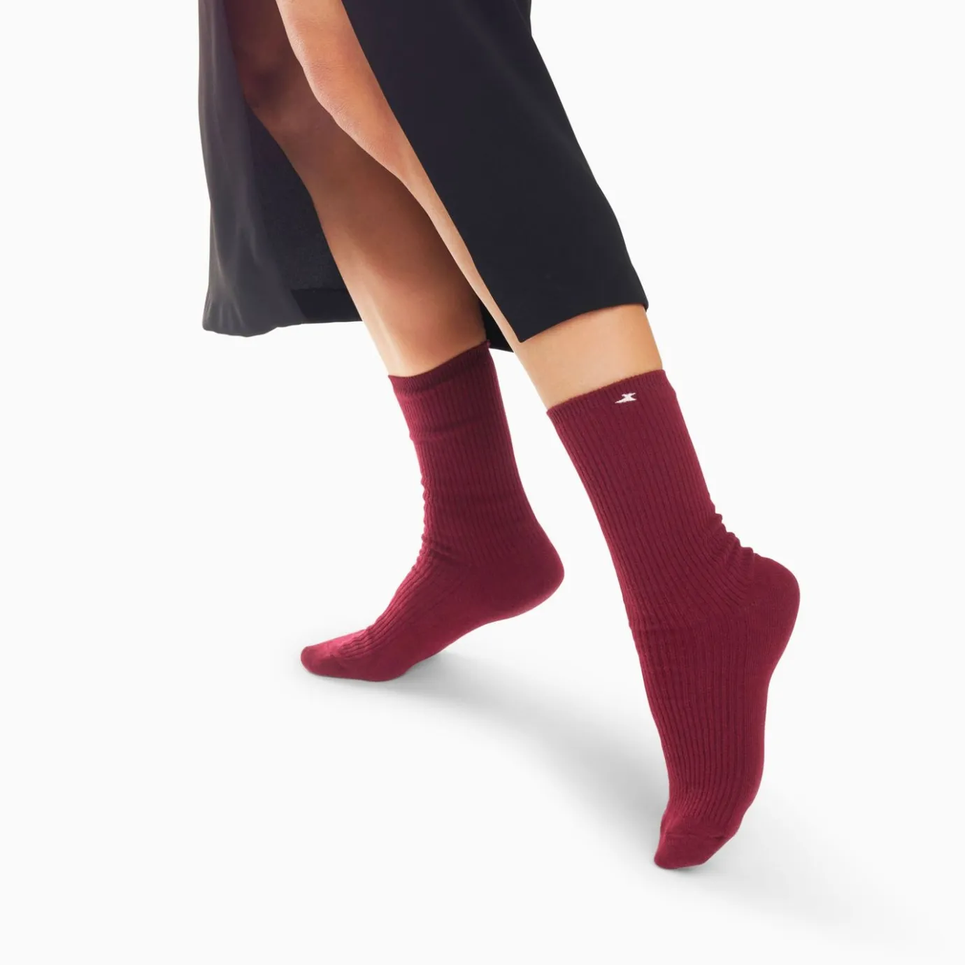 Vanessa Wu Chaussettes | Chaussettes Ella Bordeaux Cotelees