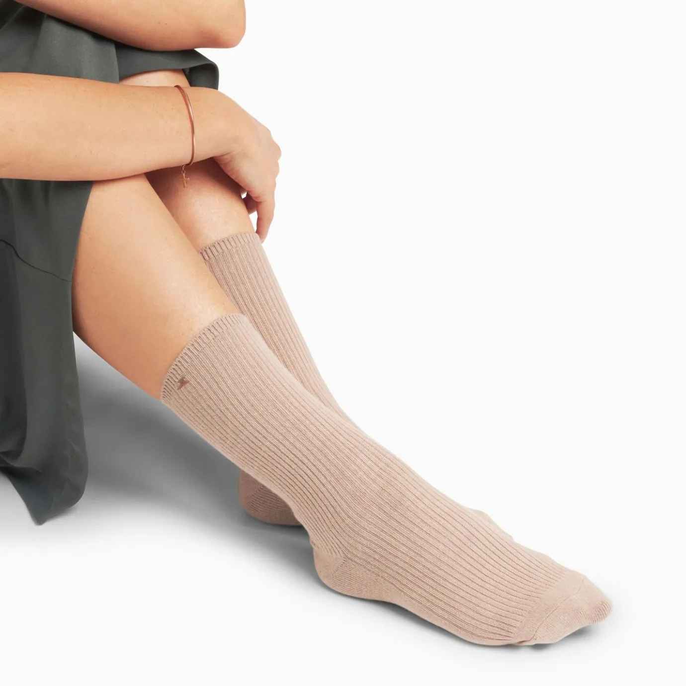 Vanessa Wu Chaussettes | Chaussettes Ella Taupe Cotelees