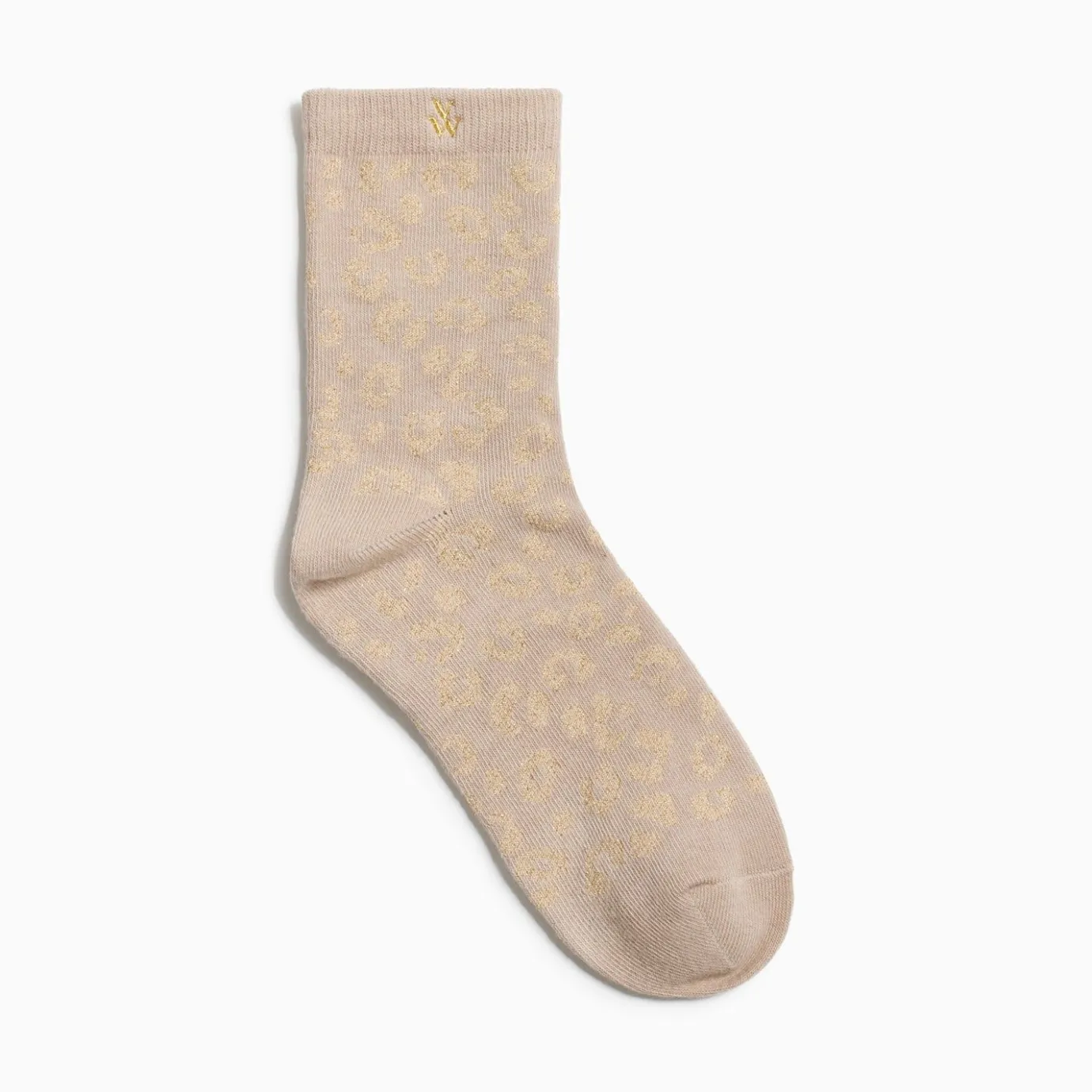 Vanessa Wu Chaussettes | Chaussettes Tara Beige Et Leopard Or