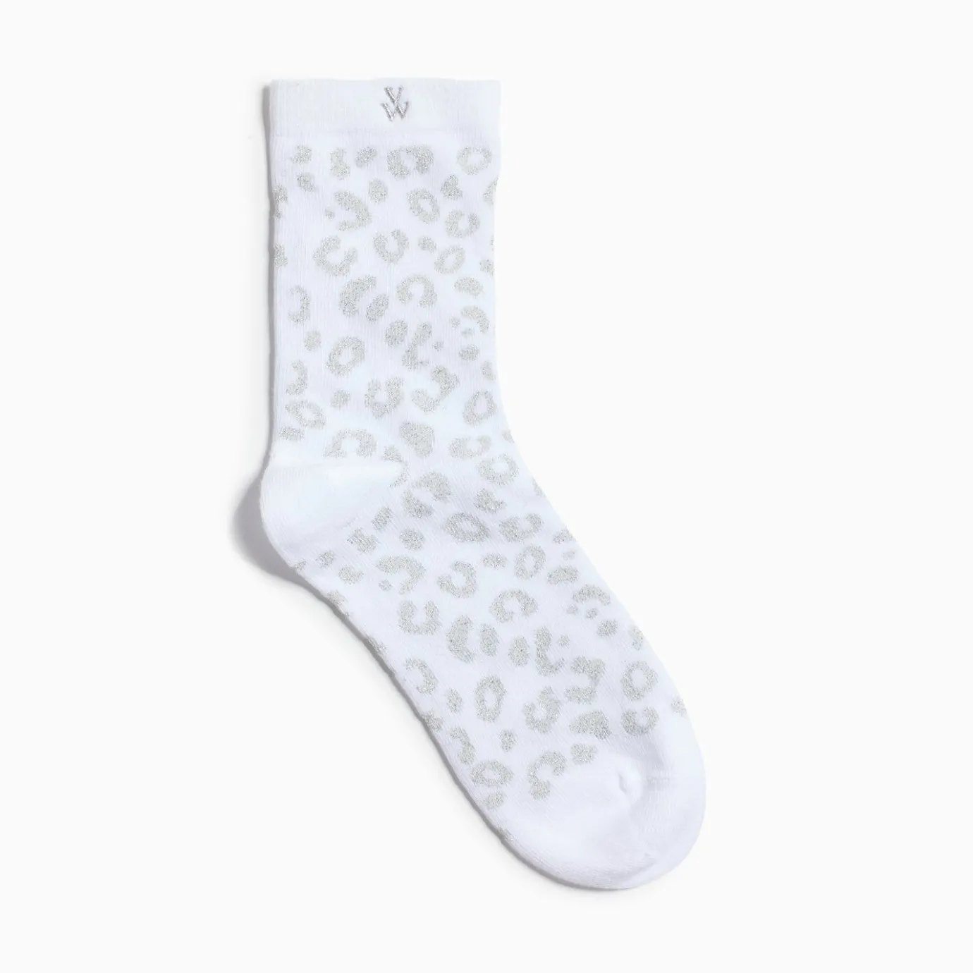 Vanessa Wu Chaussettes | Chaussettes Tara Blanc Et Leopard Argent