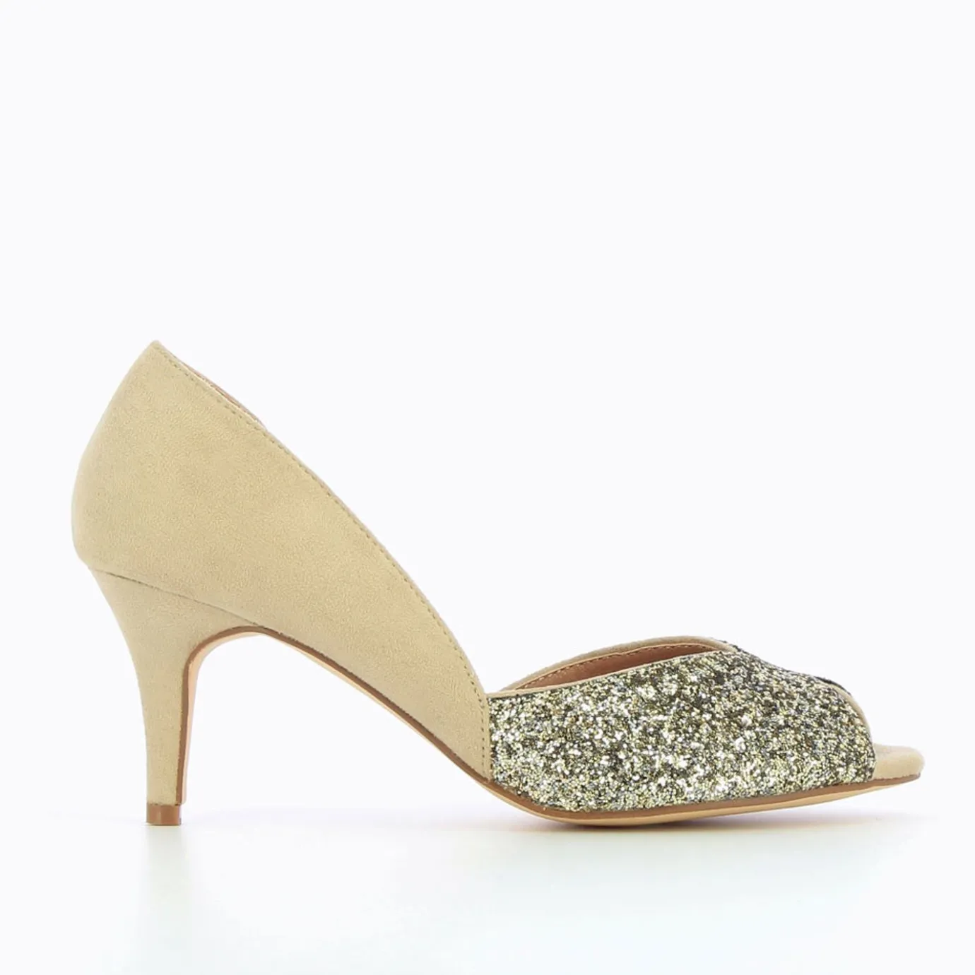 Vanessa Wu Escarpins | Escarpins Peep-Toe Diane Beige Et Champagne