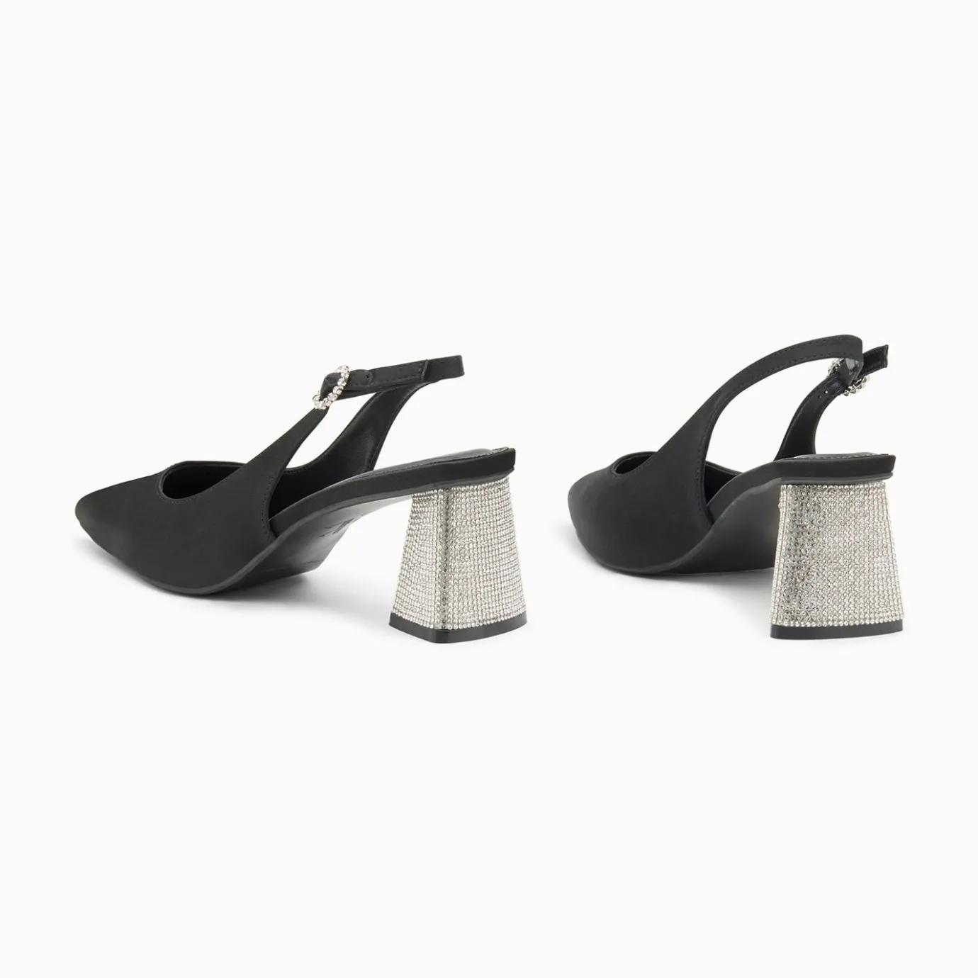Vanessa Wu Escarpins | Escarpins Slingback Paris Noirs A Bout Pointu Et Talon Strass