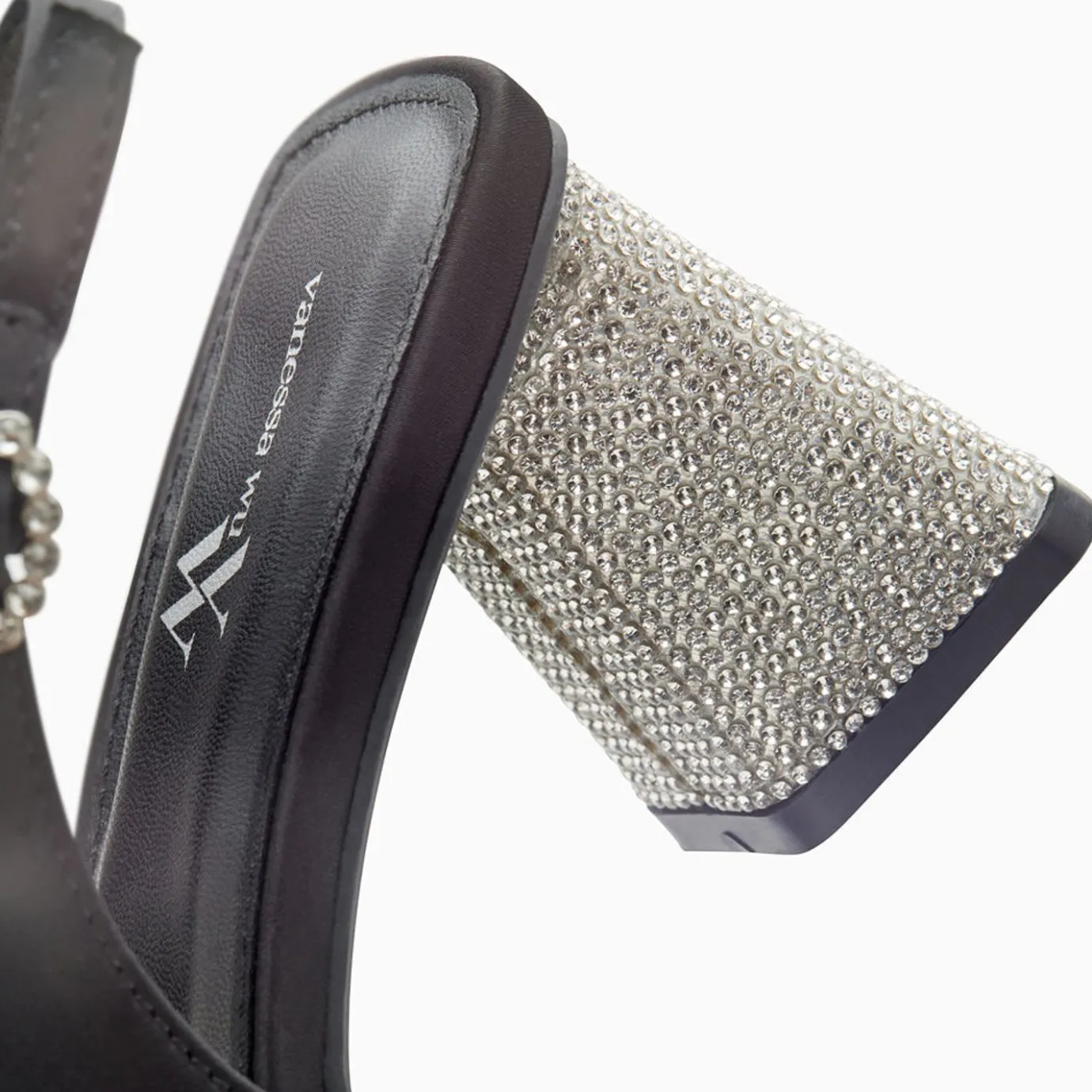 Vanessa Wu Escarpins | Escarpins Slingback Paris Noirs A Bout Pointu Et Talon Strass