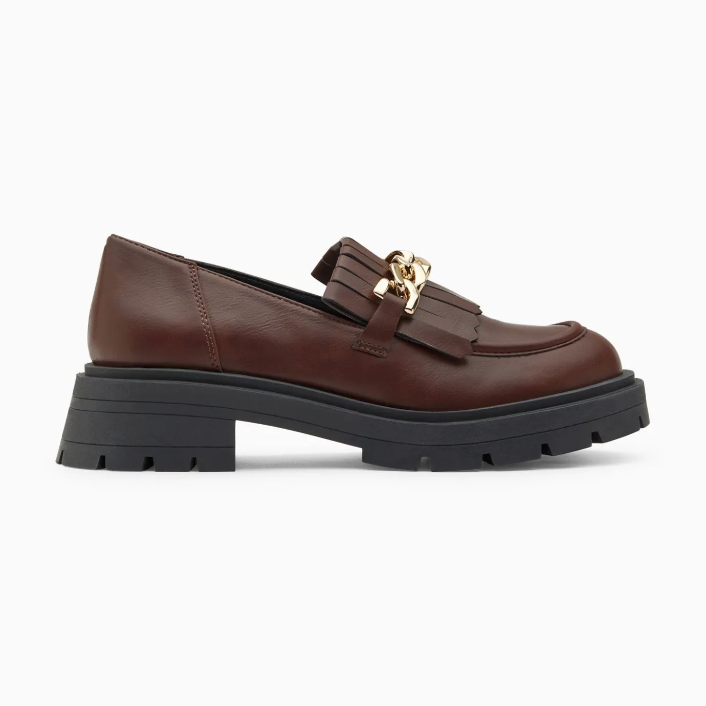 Vanessa Wu Mocassins, Derbies, Ballerines | Mocassins Angele Marron A Chaine Or Et Semelle Crantee