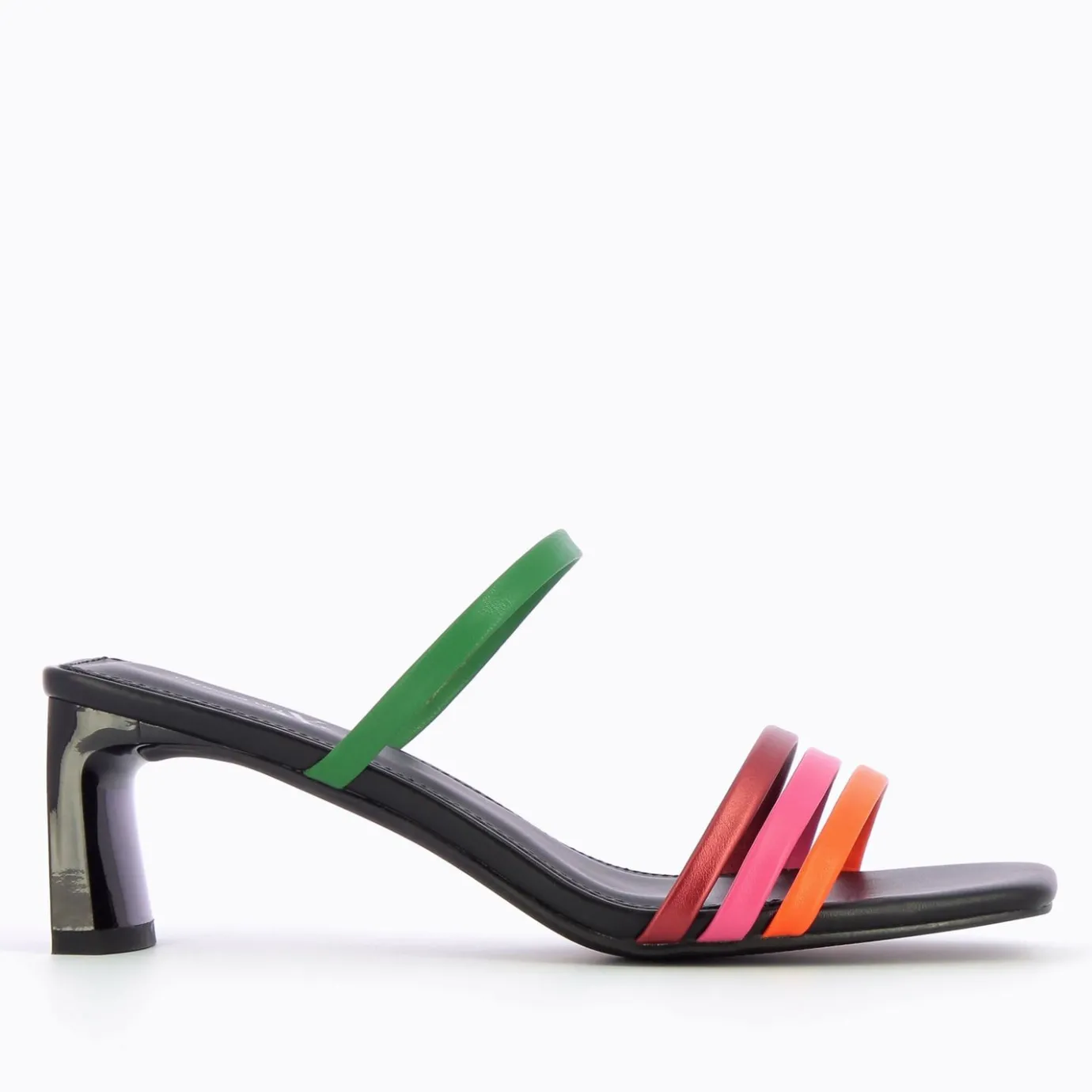 Vanessa Wu Sandales À Talon, Compensées | Mules Gaetane Noires A Brides Multicolores