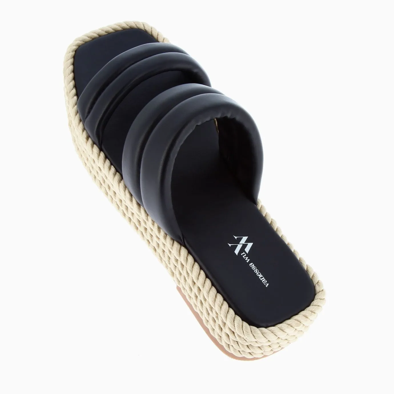 Vanessa Wu Sandales Plates | Mules Nala Noires A Plateforme Cordes